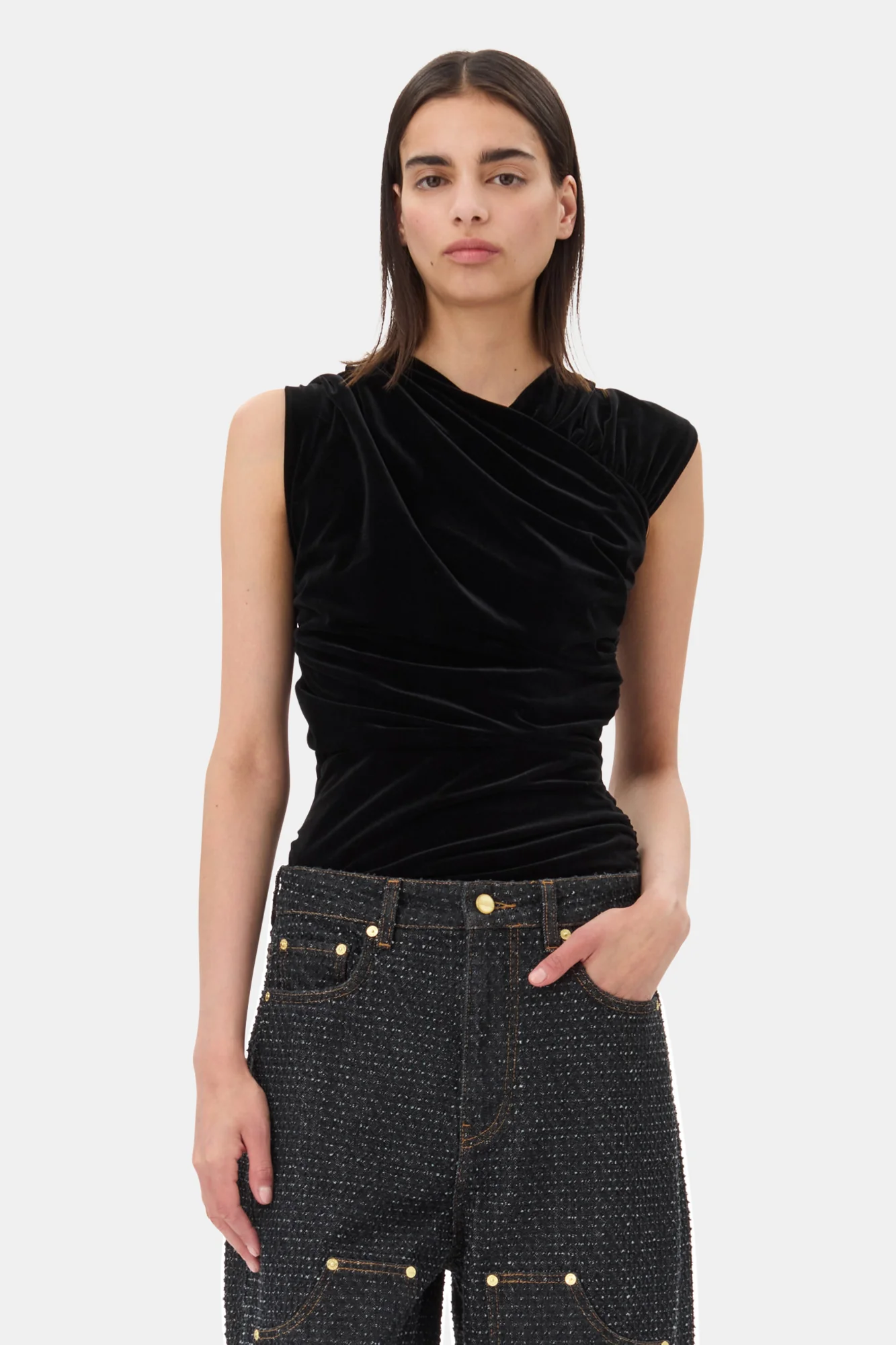 Velvet Ruched Top | Black - Image 3