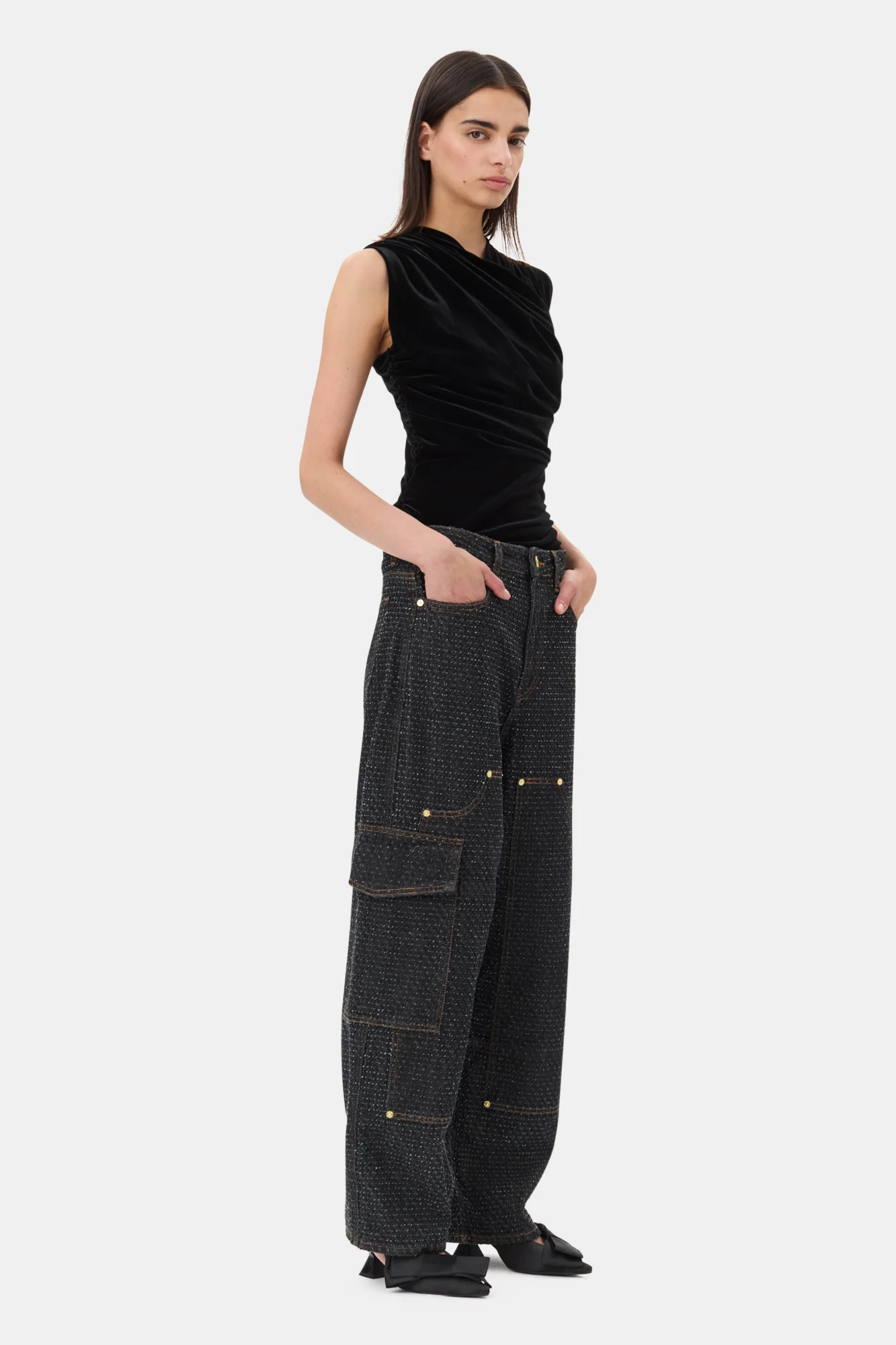 Velvet Ruched Top | Black - Image 5