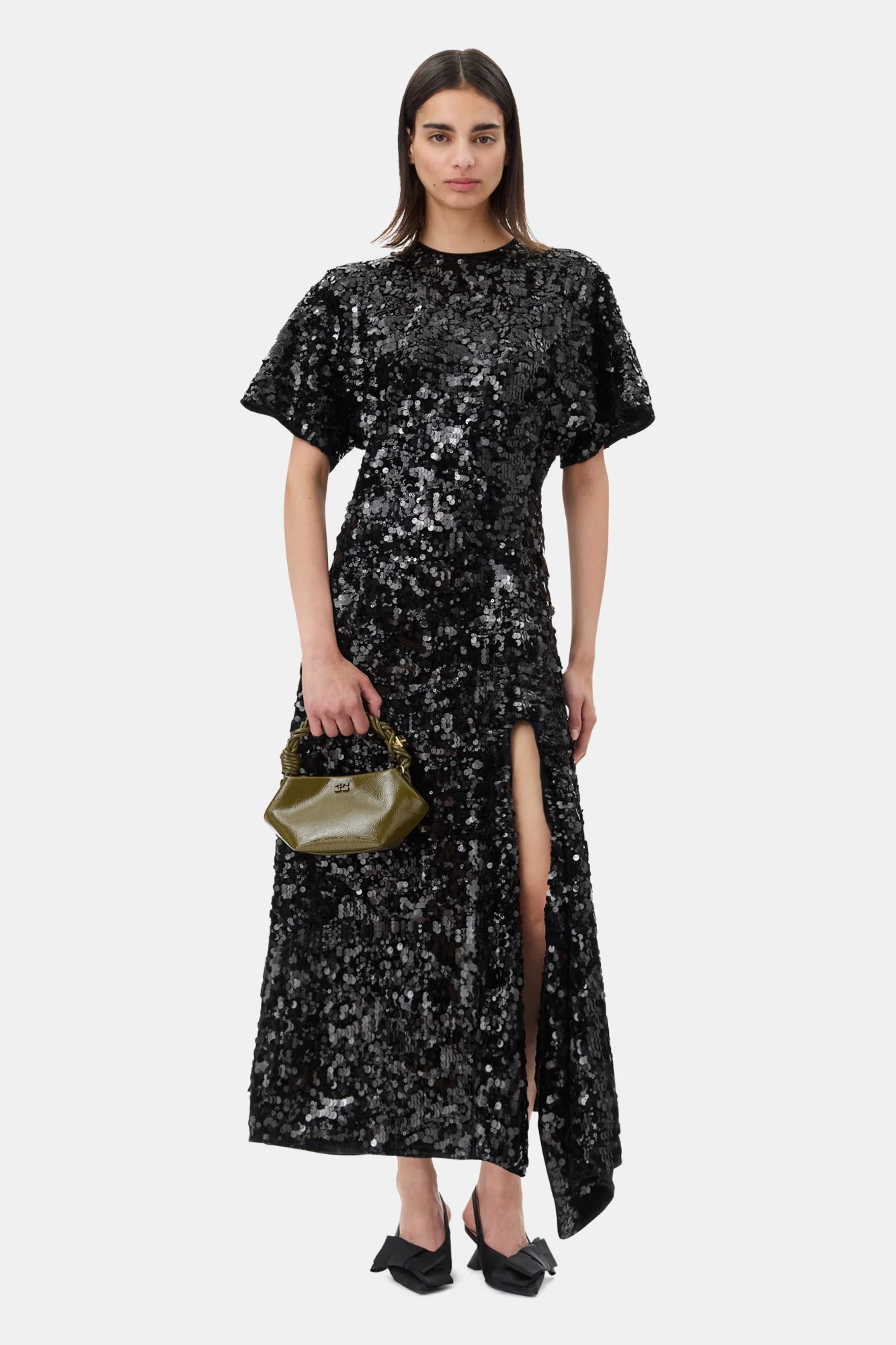Velvet Sequins Long Dress | Black - Image 3