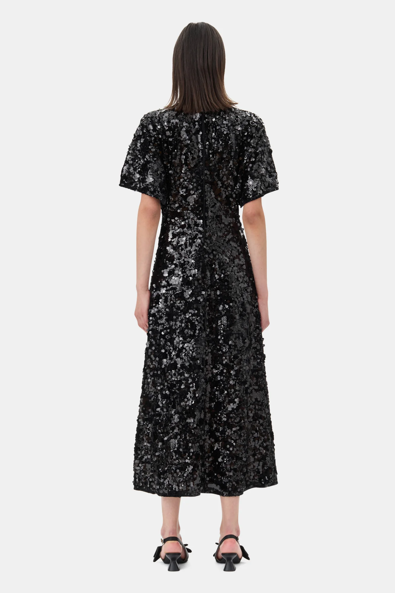 Velvet Sequins Long Dress | Black - Image 6