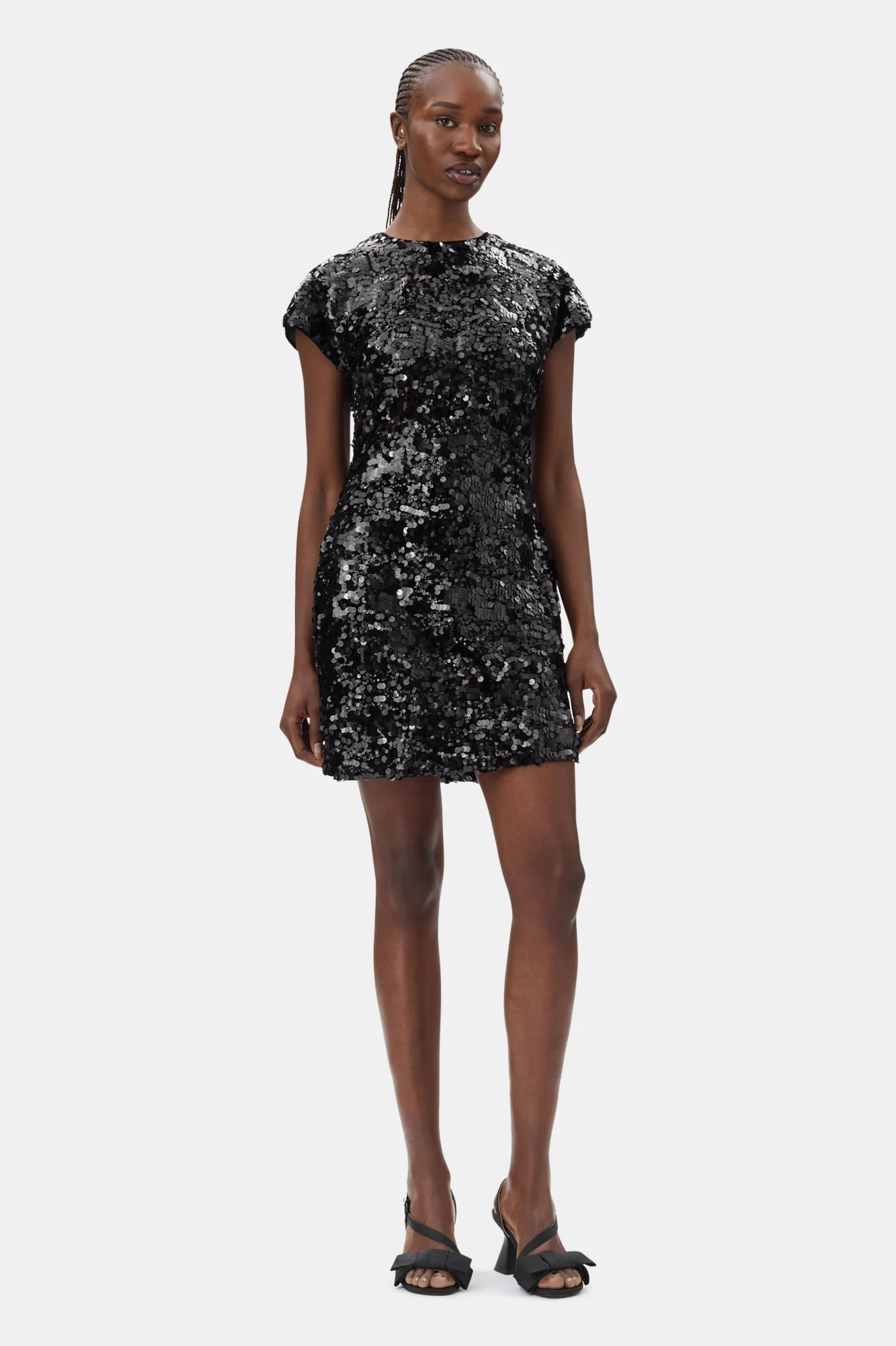 Velvet Sequins Mini Dress | Black - Image 3