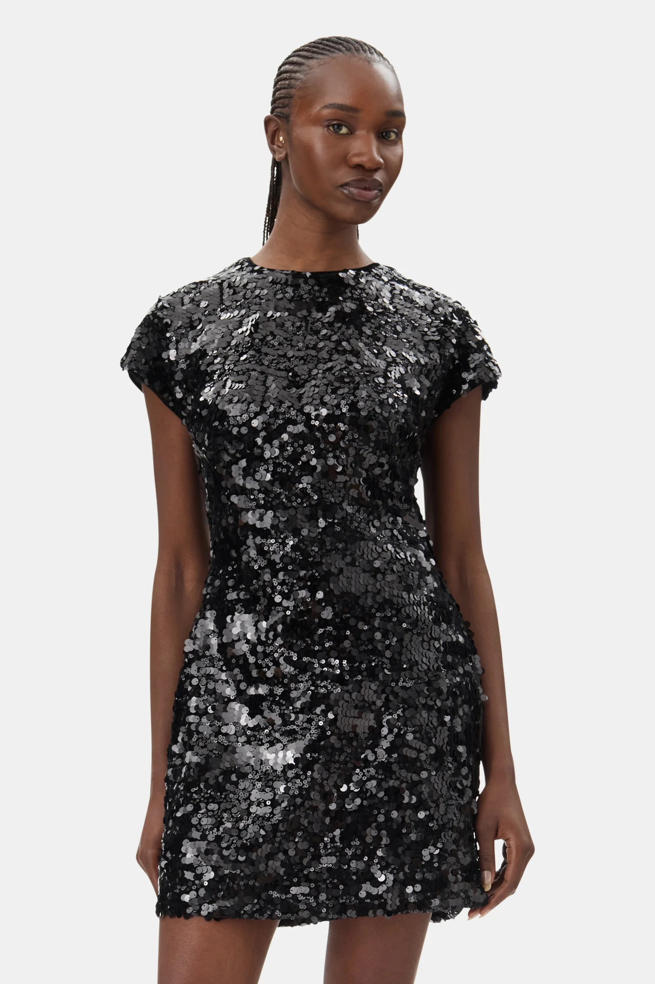 Velvet Sequins Mini Dress | Black - Image 4