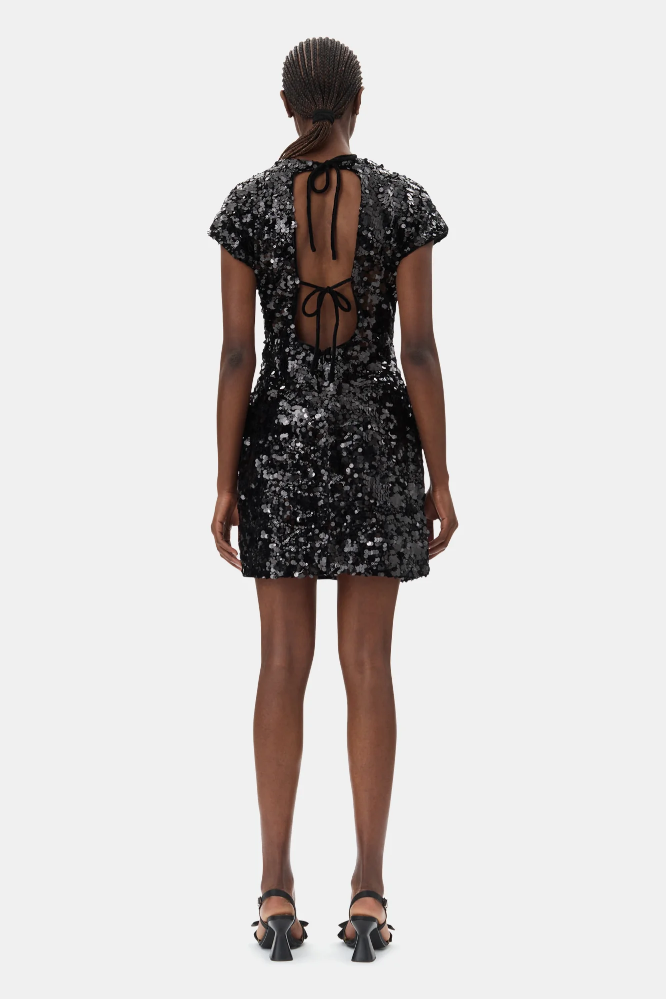 Velvet Sequins Mini Dress | Black - Image 6
