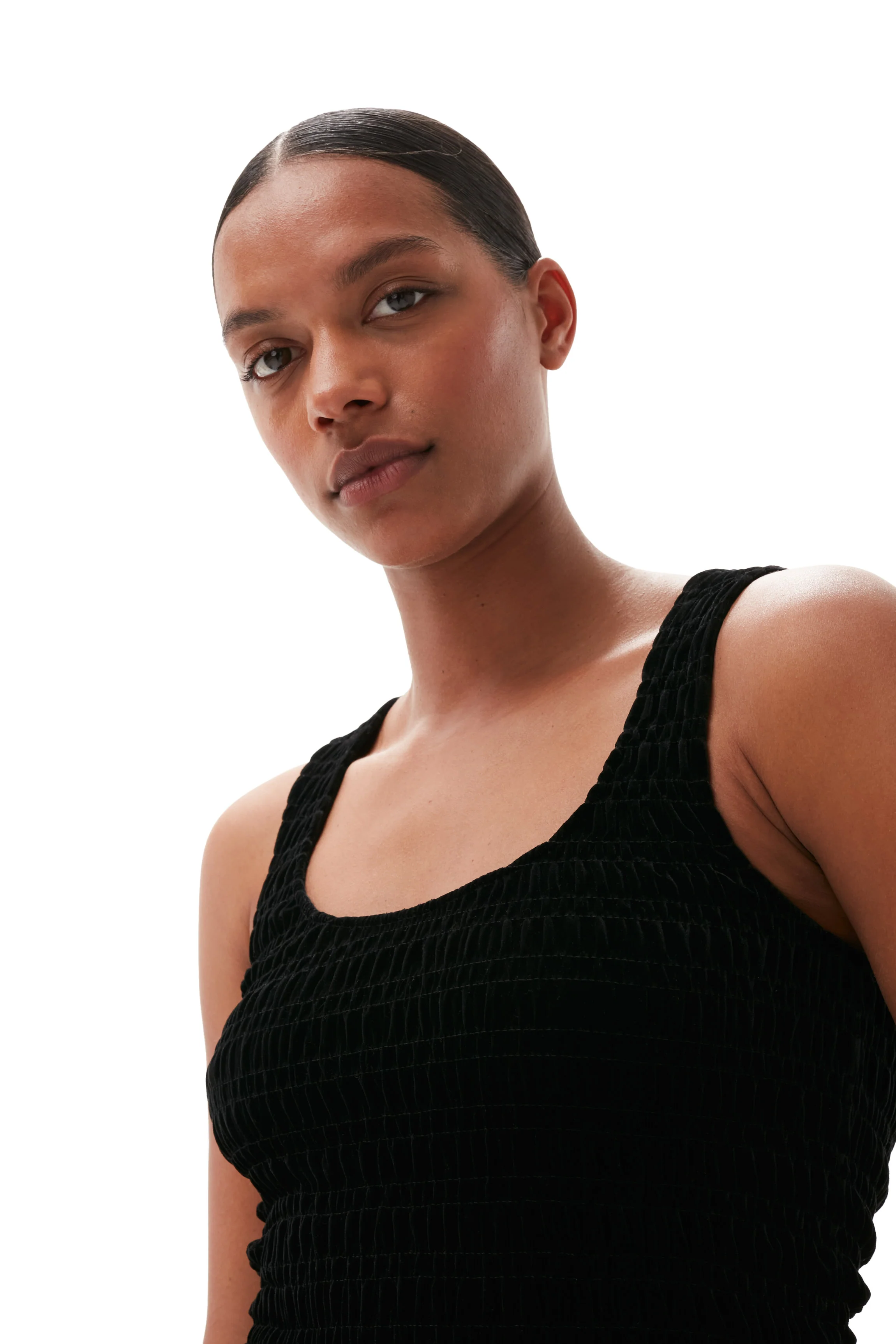 Velvet Smock Mini Dress | Black - Image 9