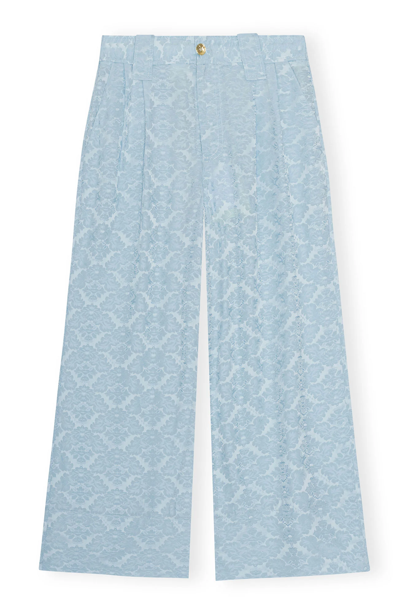 Viscose Jacquard Cropped Trousers | Corydalis Blue