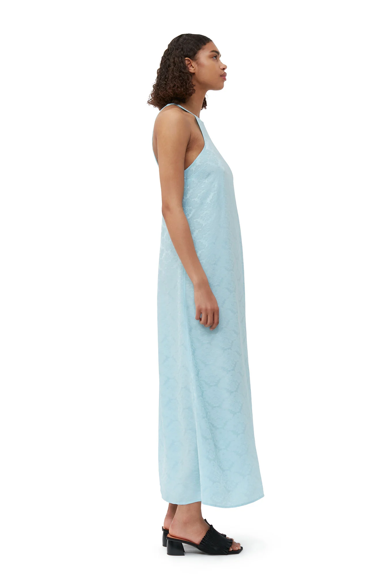 Viscose Jacquard Slip Dress | Corydalis Blue - Image 5