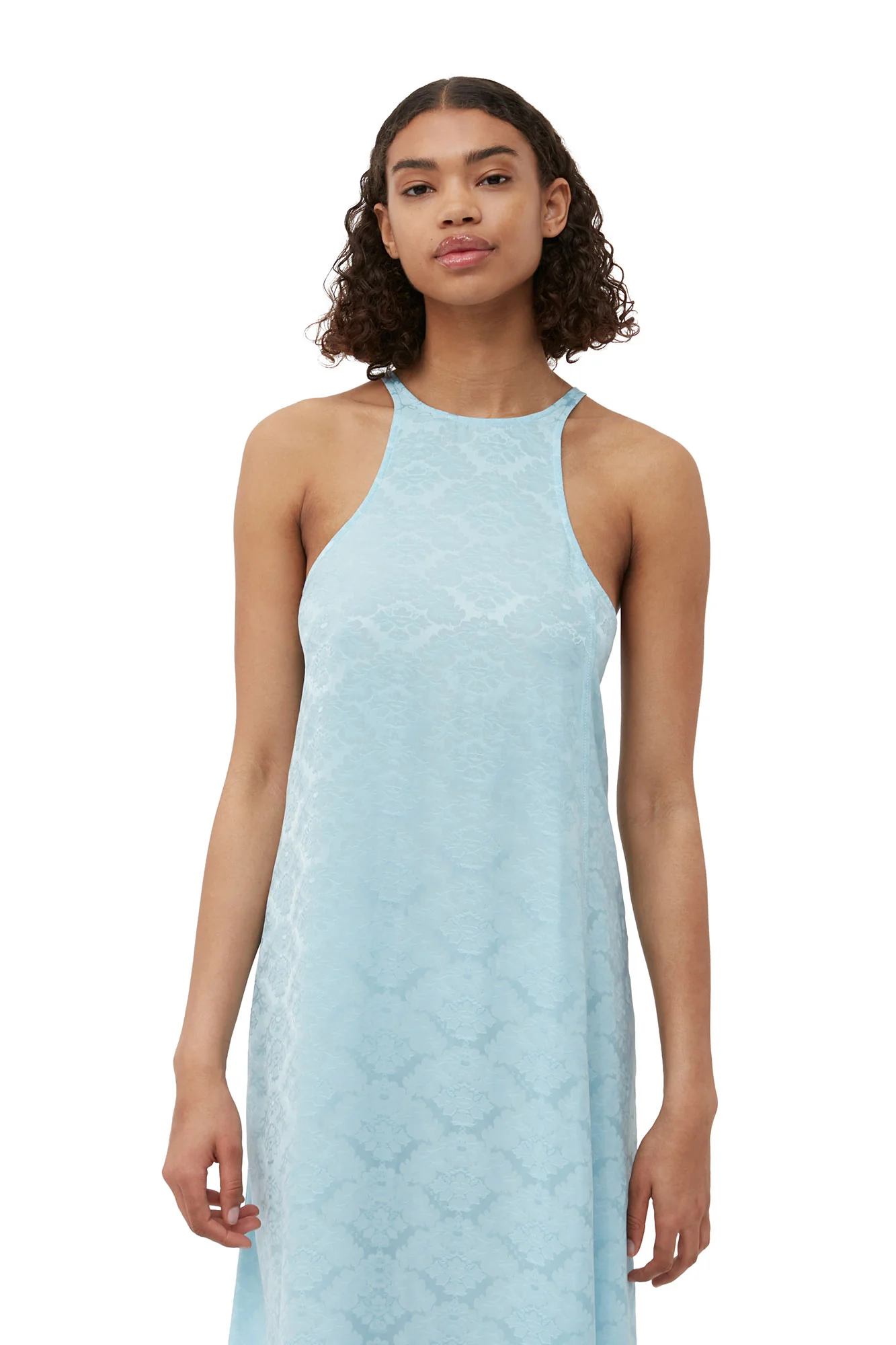 Viscose Jacquard Slip Dress | Corydalis Blue - Image 6