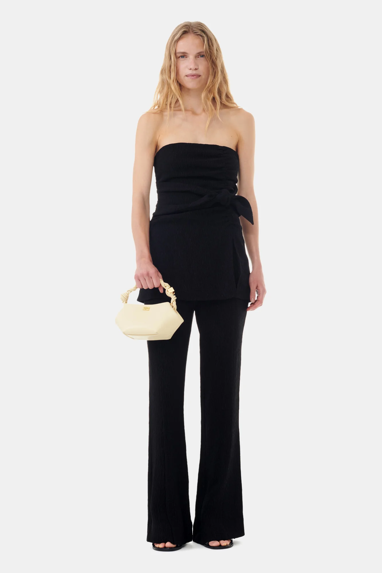 Viscose Stretch Flared Trousers | Black - Image 3