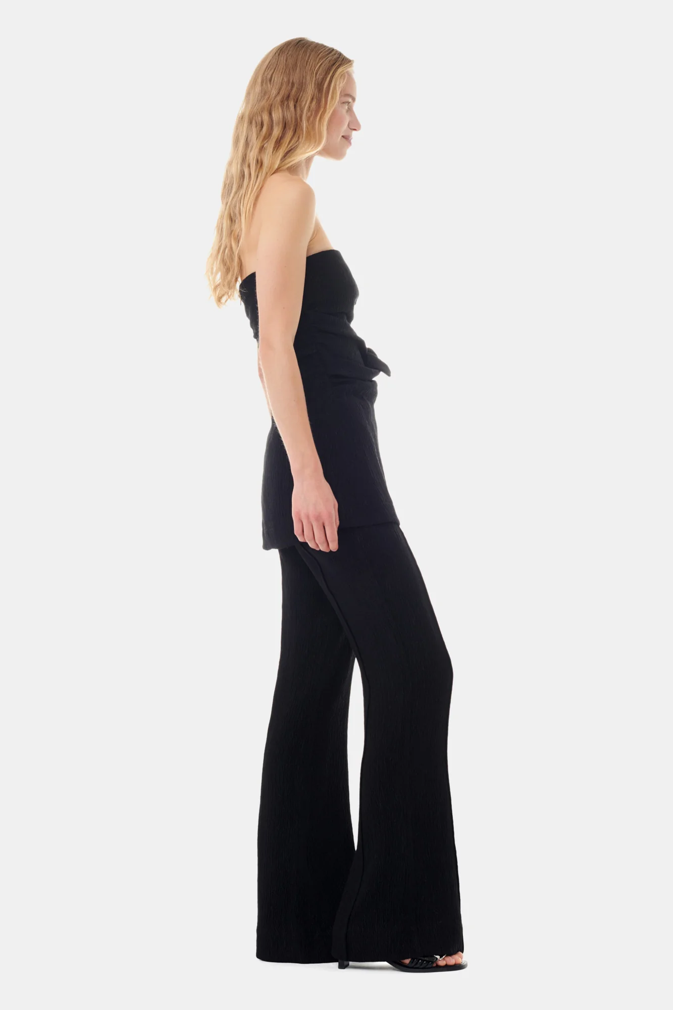 Viscose Stretch Flared Trousers | Black - Image 4