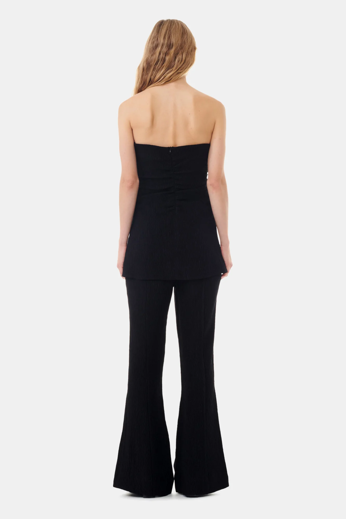 Viscose Stretch Flared Trousers | Black - Image 5
