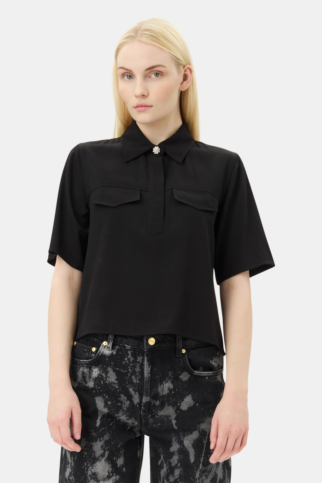 Viscose Twill Shirt | Black - Image 3