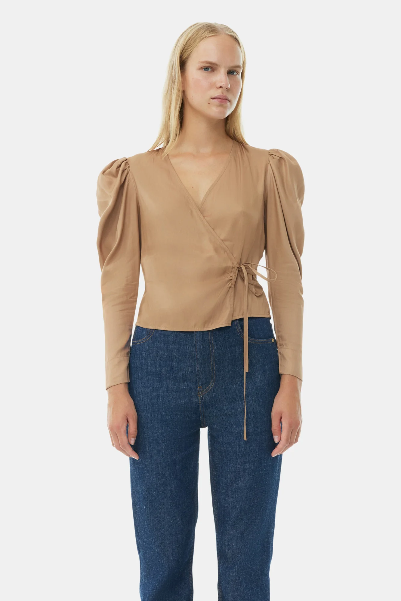 Viscose Twill Wrap Blouse | Tiger's Eye - Image 3