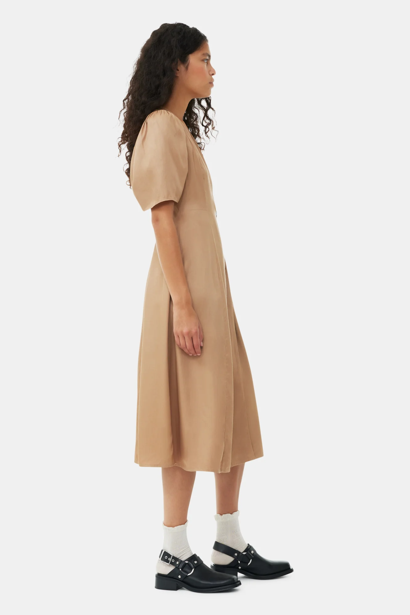 Viscose Twill Wrap Midi Dress | Tiger's Eye - Image 5
