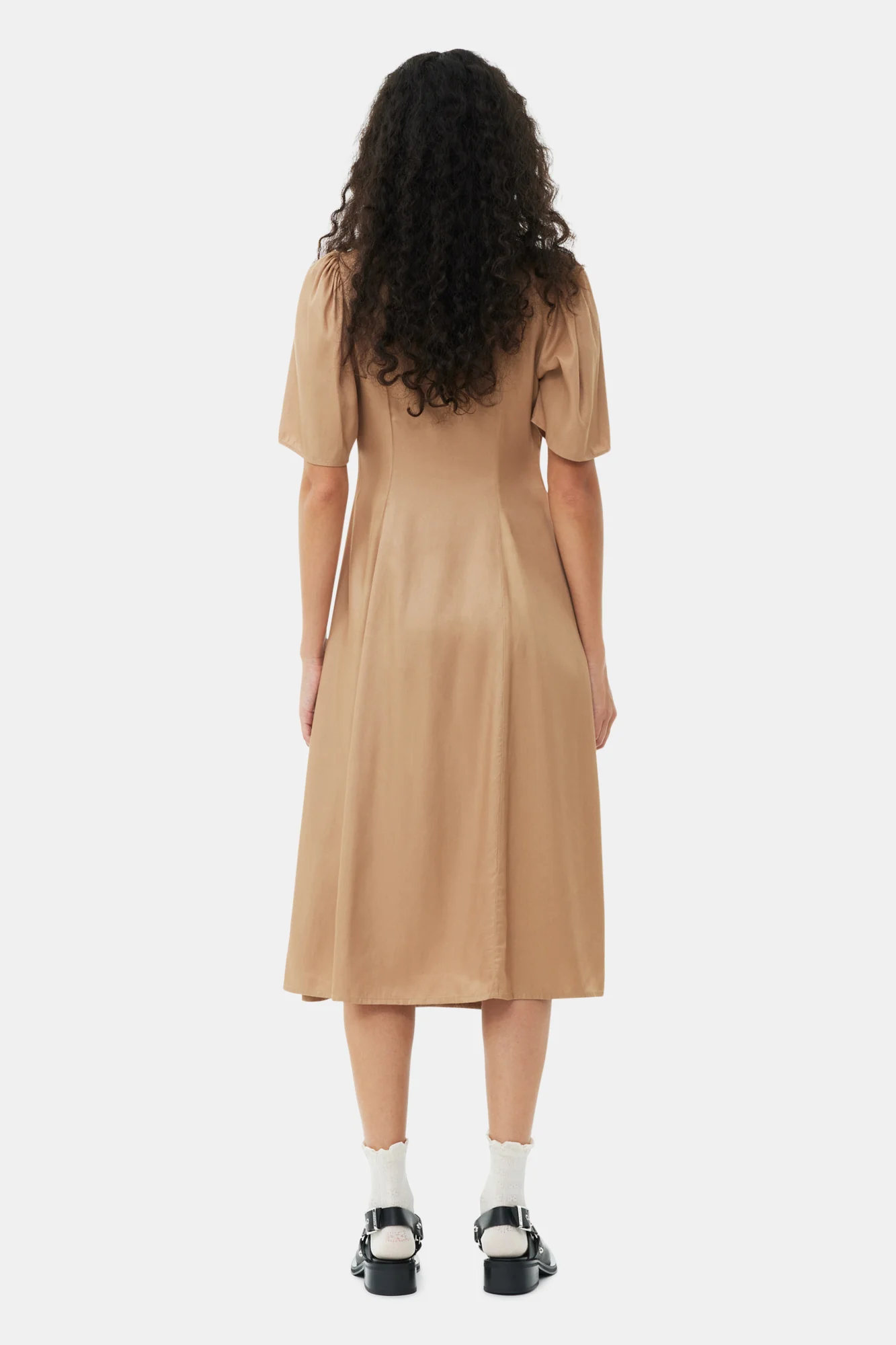 Viscose Twill Wrap Midi Dress | Tiger's Eye - Image 6