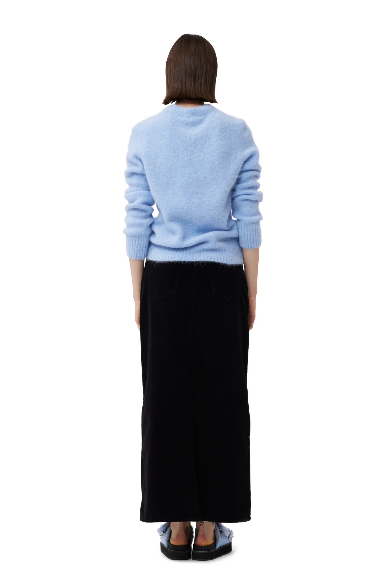 Washed Corduroy Long Skirt | Black - Image 4