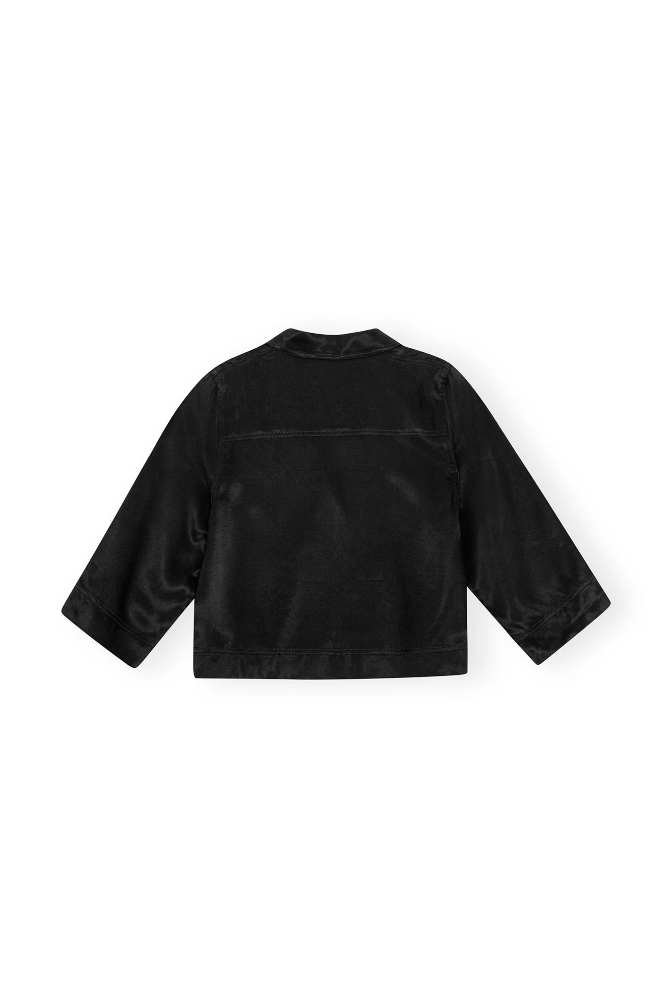 Washed Satin Crop Shirt | Black - Image 3