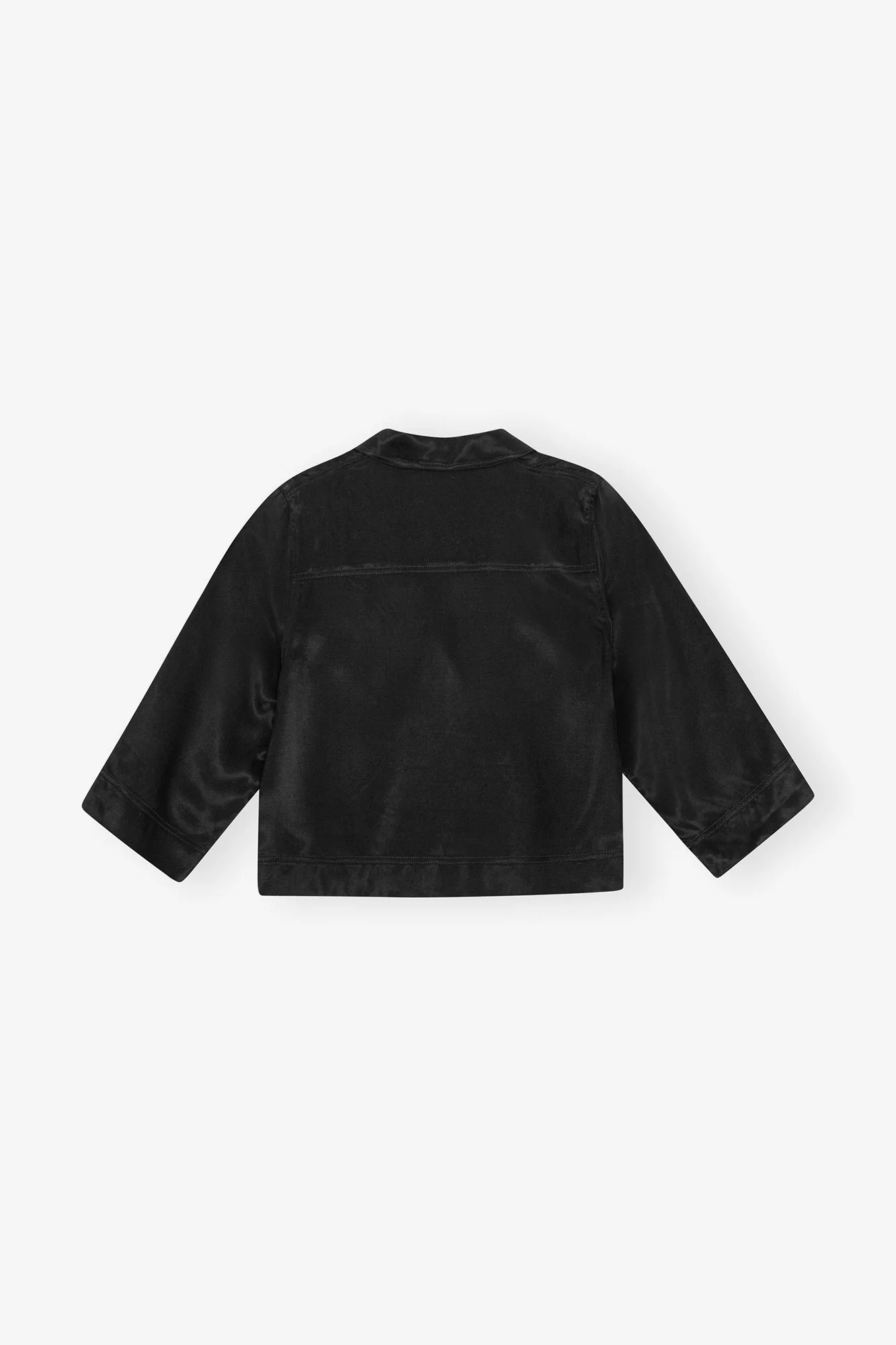 Washed Satin Crop Shirt | Black - Image 4