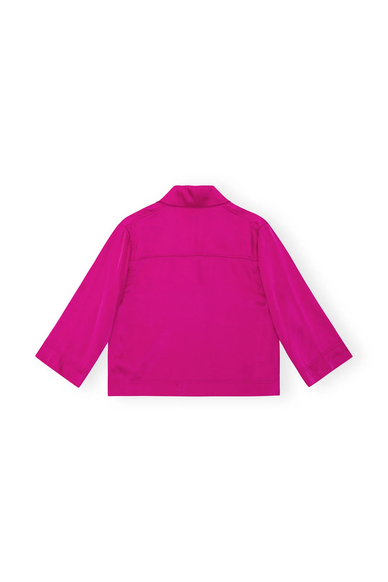 Washed Satin Crop Shirt | Fuchsia Red - Image 2