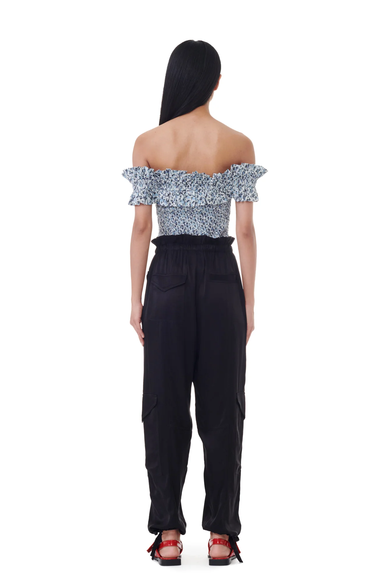Washed Satin Pocket Pants | Black - Image 10