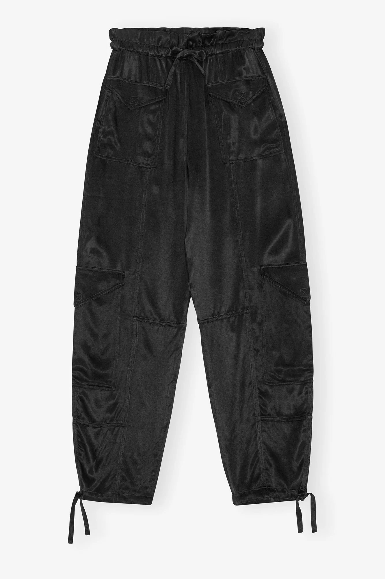 Washed Satin Pocket Pants | Black - Image 2
