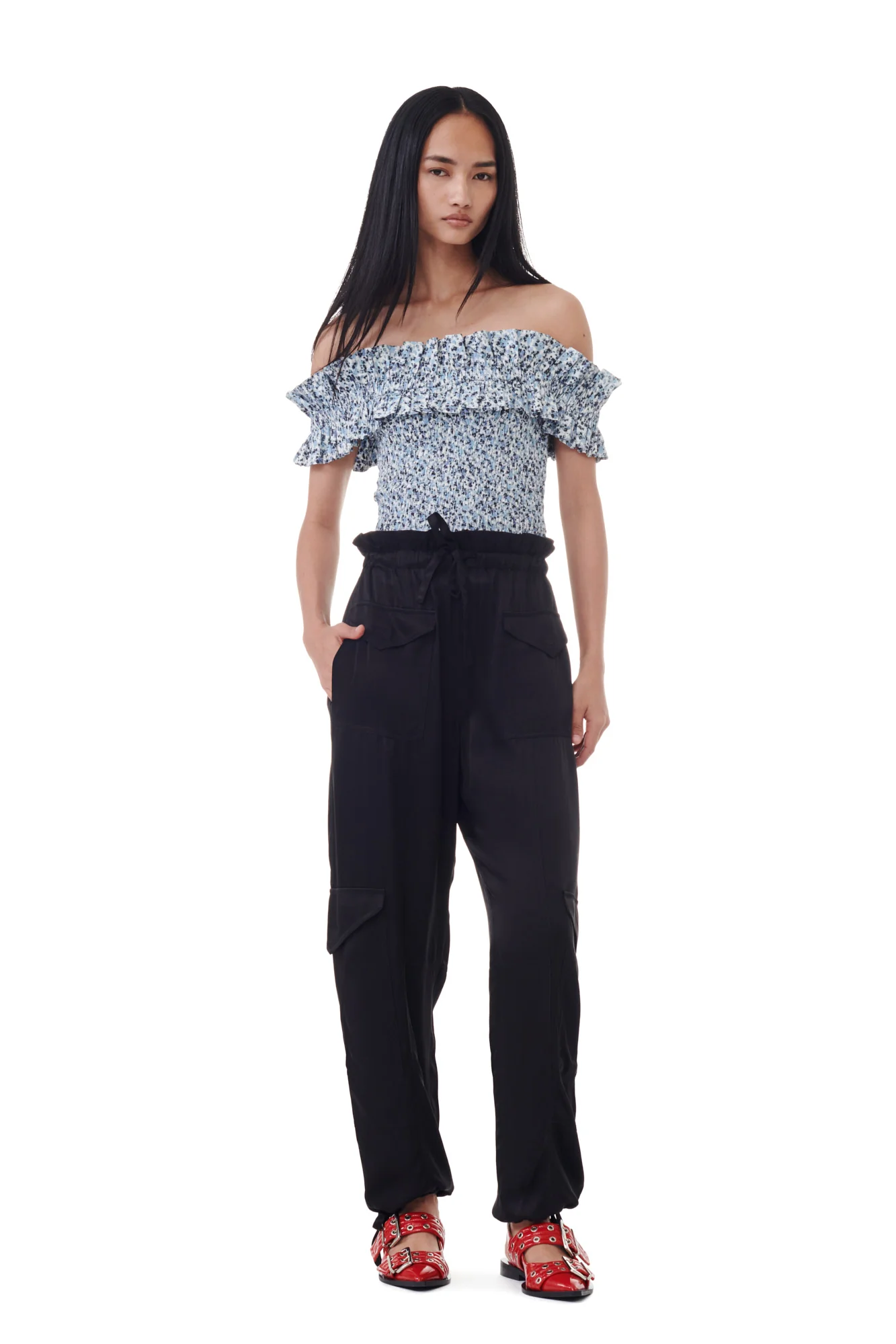 Washed Satin Pocket Pants | Black - Image 6