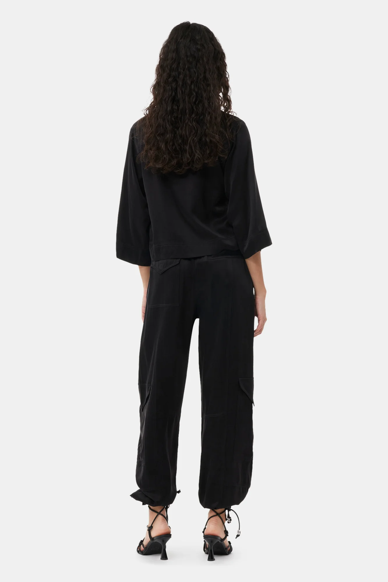 Washed Satin Pocket Pants | Black - Image 7