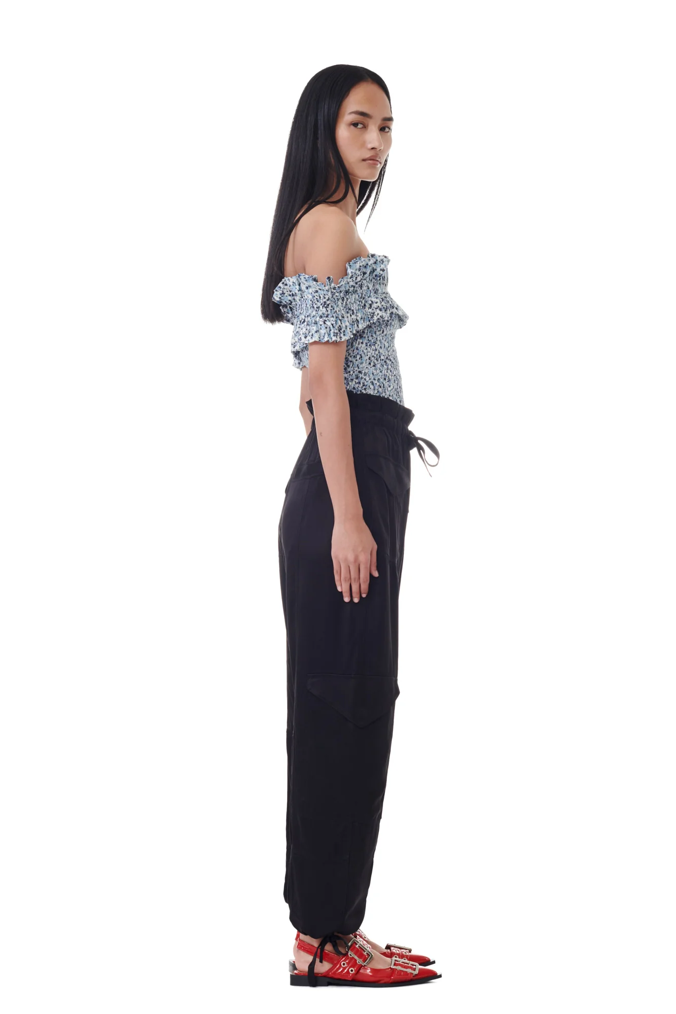 Washed Satin Pocket Pants | Black - Image 8
