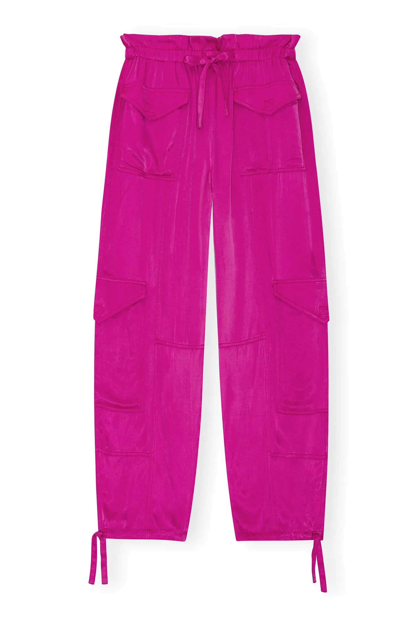 Washed Satin Pocket Trousers | Fuchsia Red