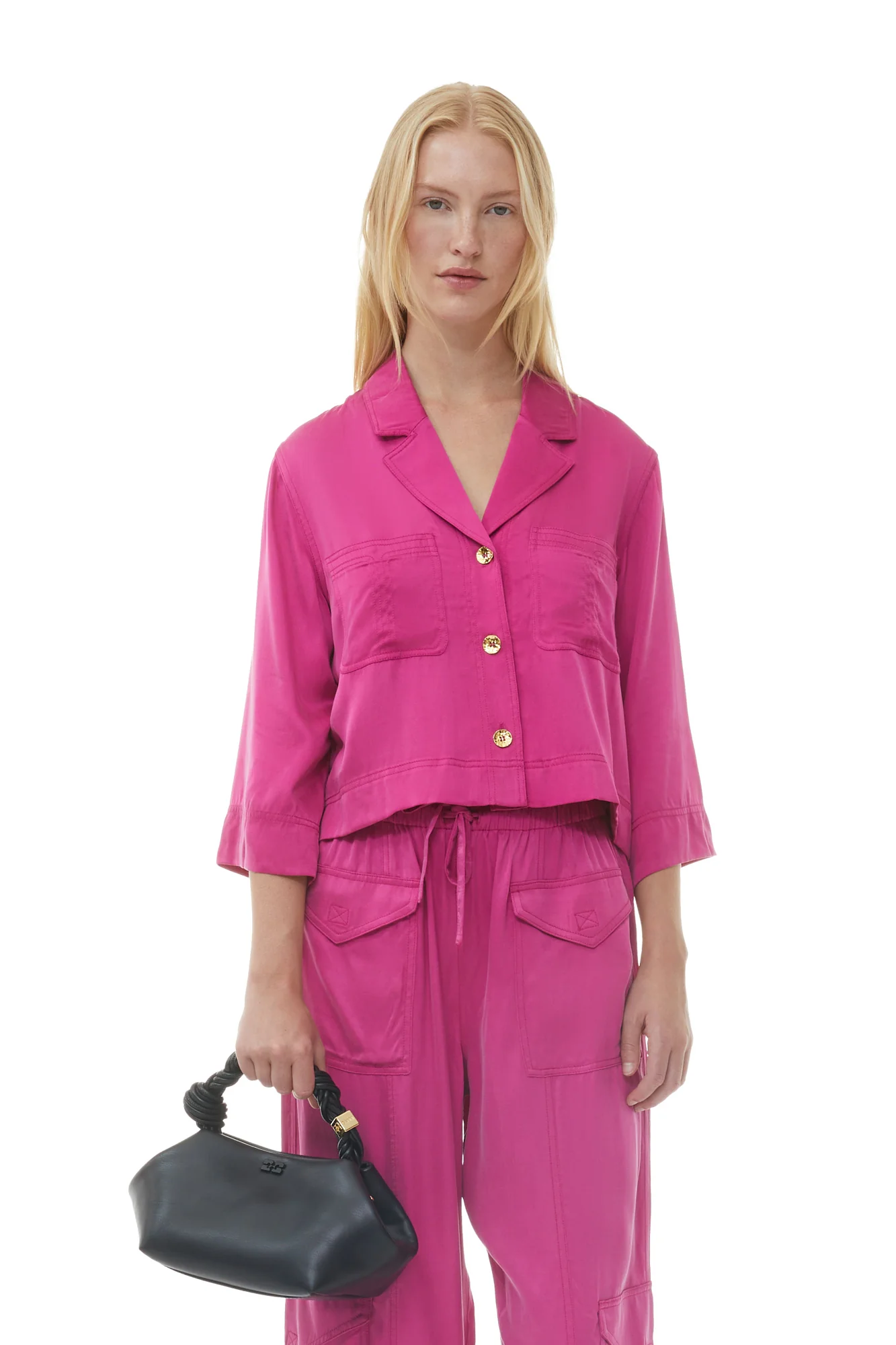 Washed Satin Pocket Trousers | Fuchsia Red - Image 6