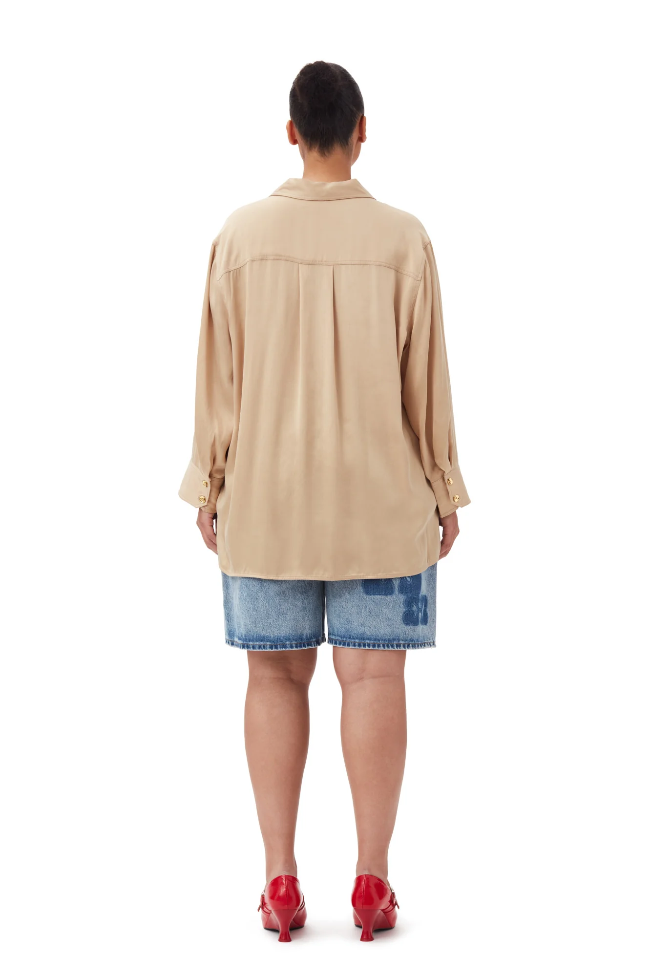 Washed Satin Shirt | Safari - Image 10