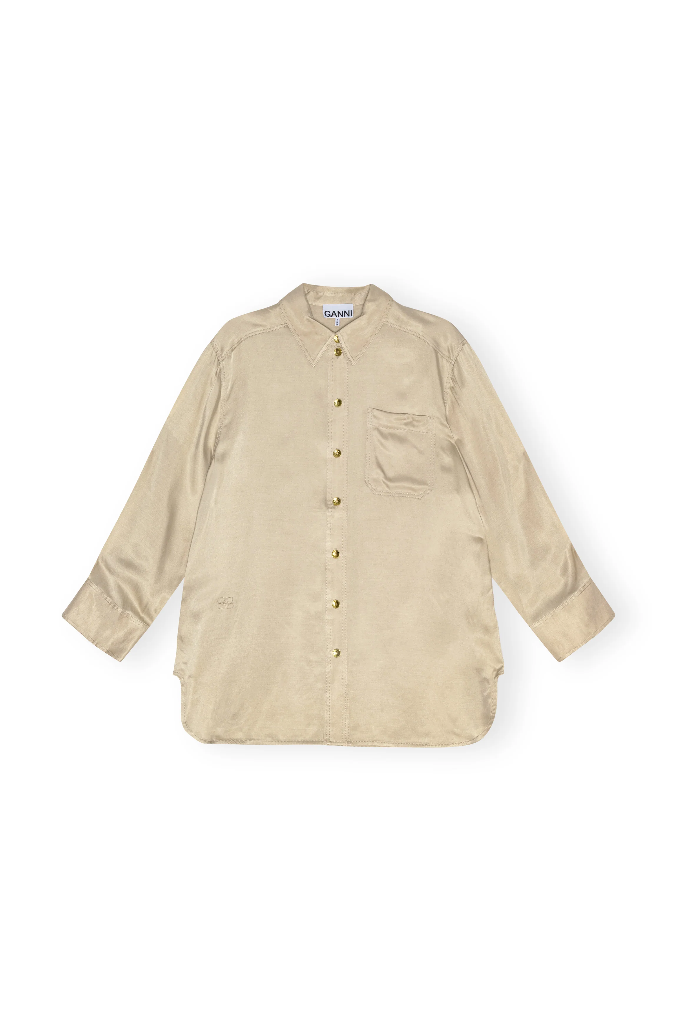 Washed Satin Shirt | Safari - Image 3