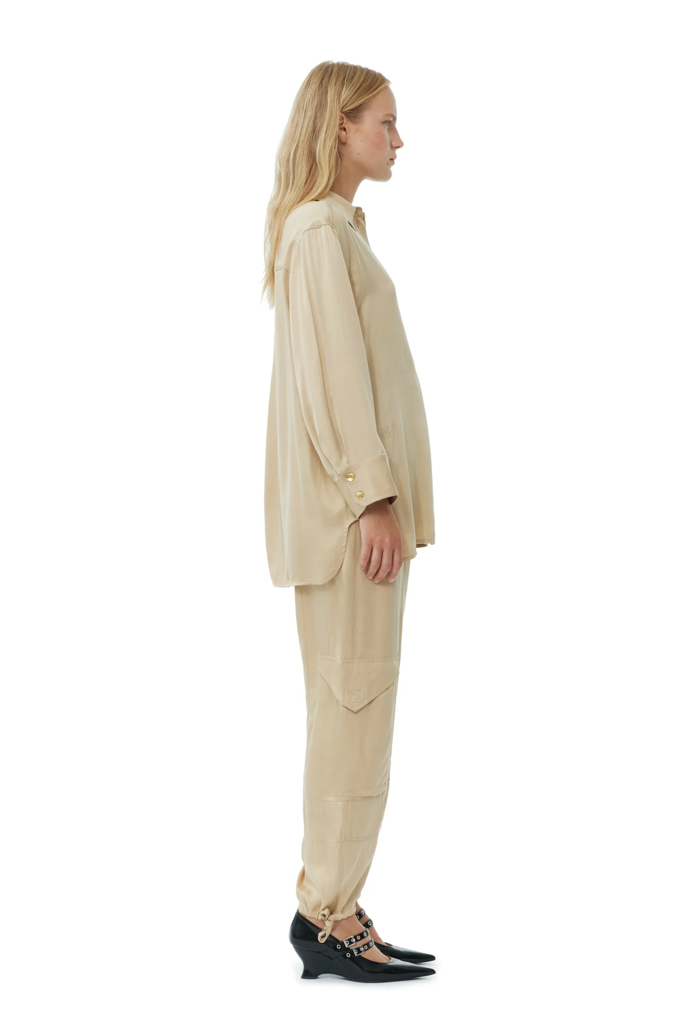 Washed Satin Shirt | Safari - Image 5