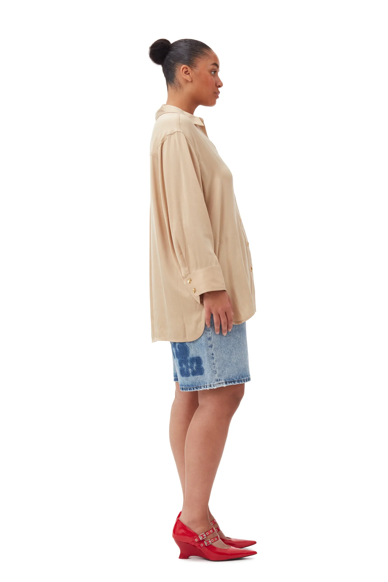 Washed Satin Shirt | Safari - Image 9