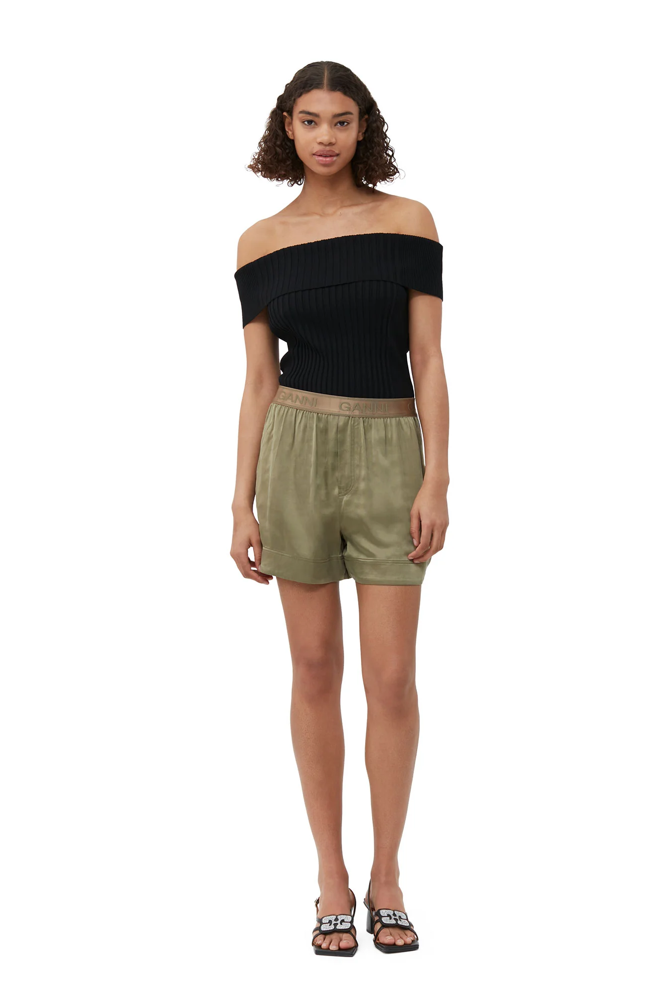Washed Satin Shorts | Aloe - Image 3