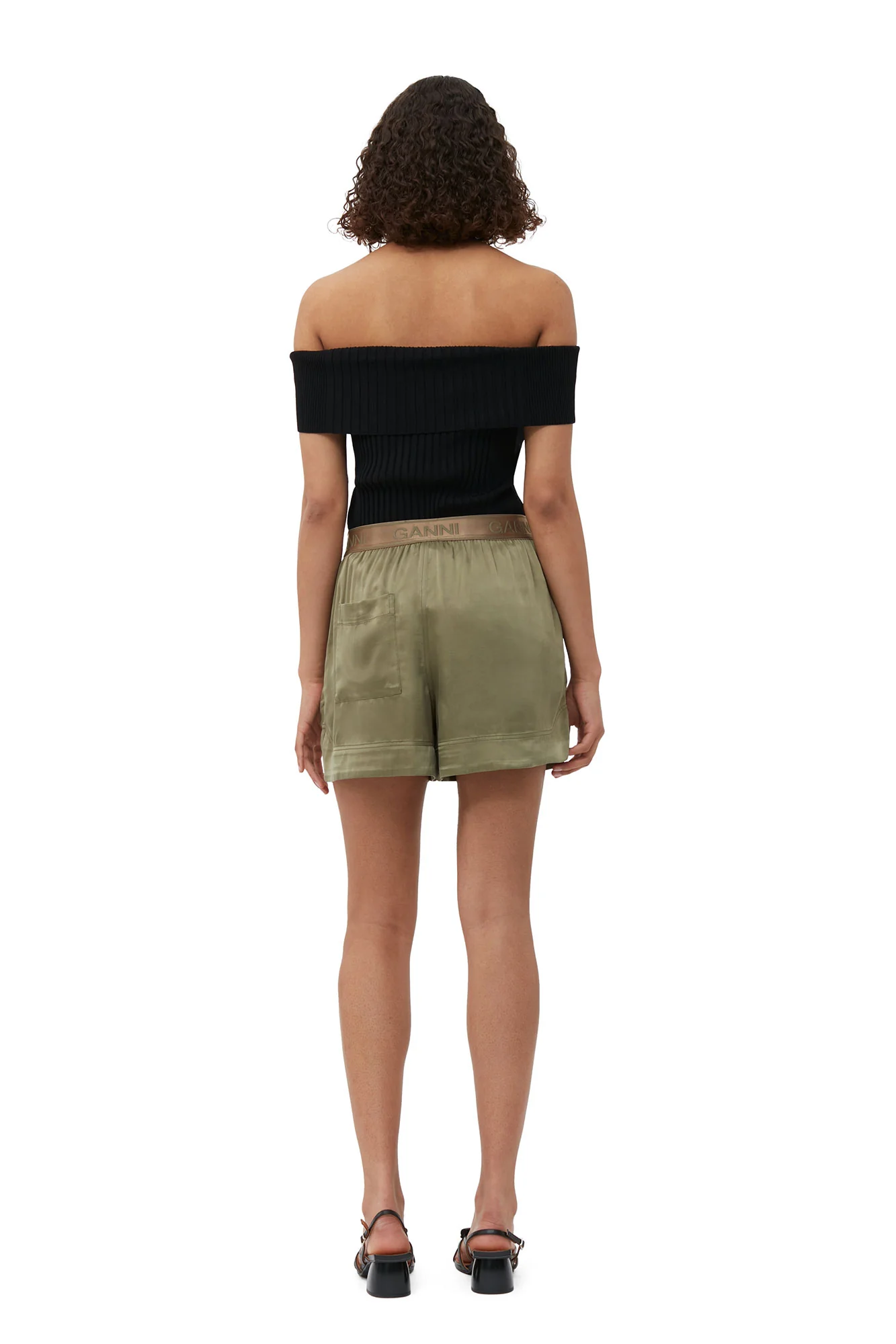 Washed Satin Shorts | Aloe - Image 4