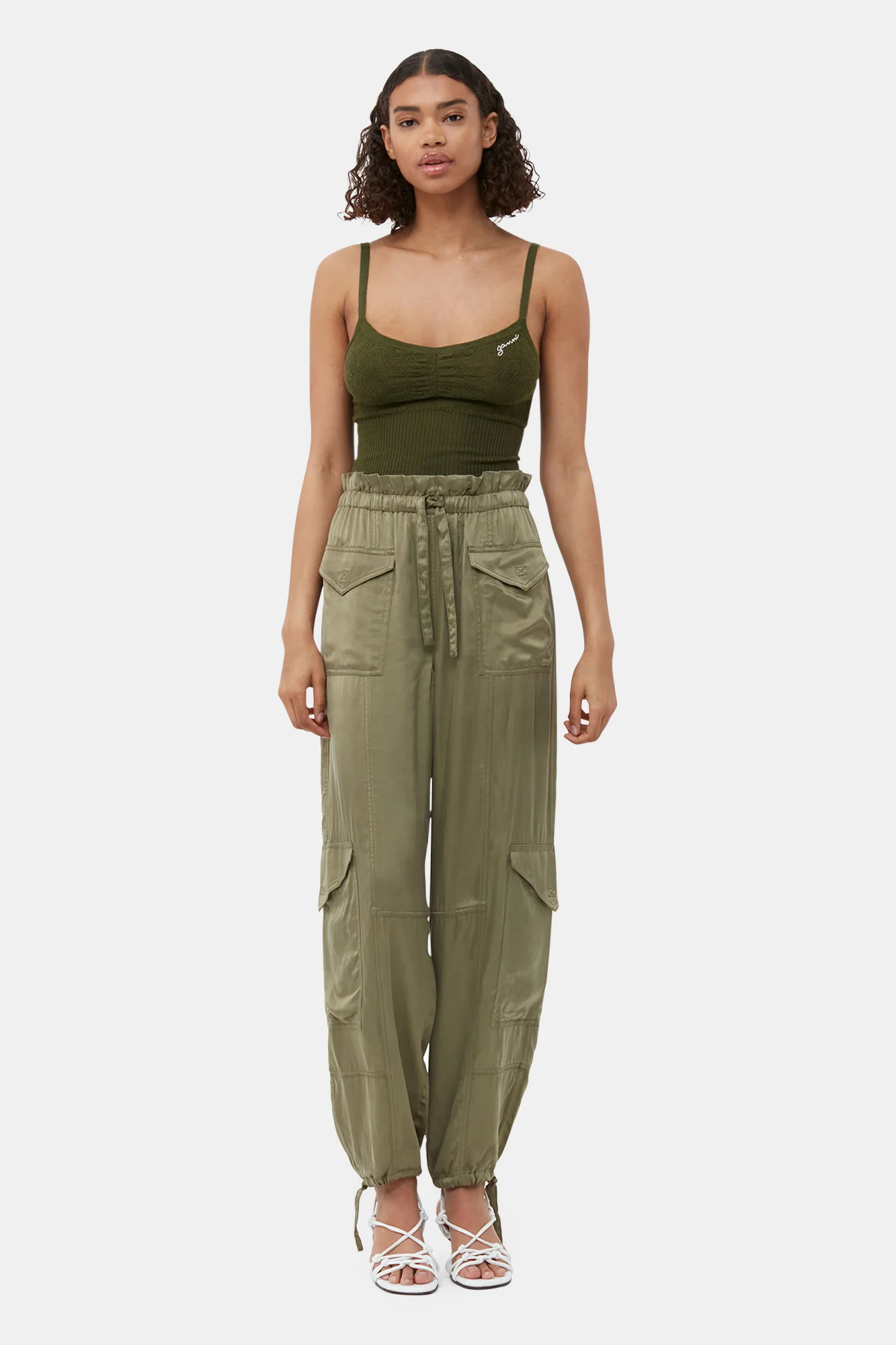 Washed Satin Trousers | Aloe - Image 5