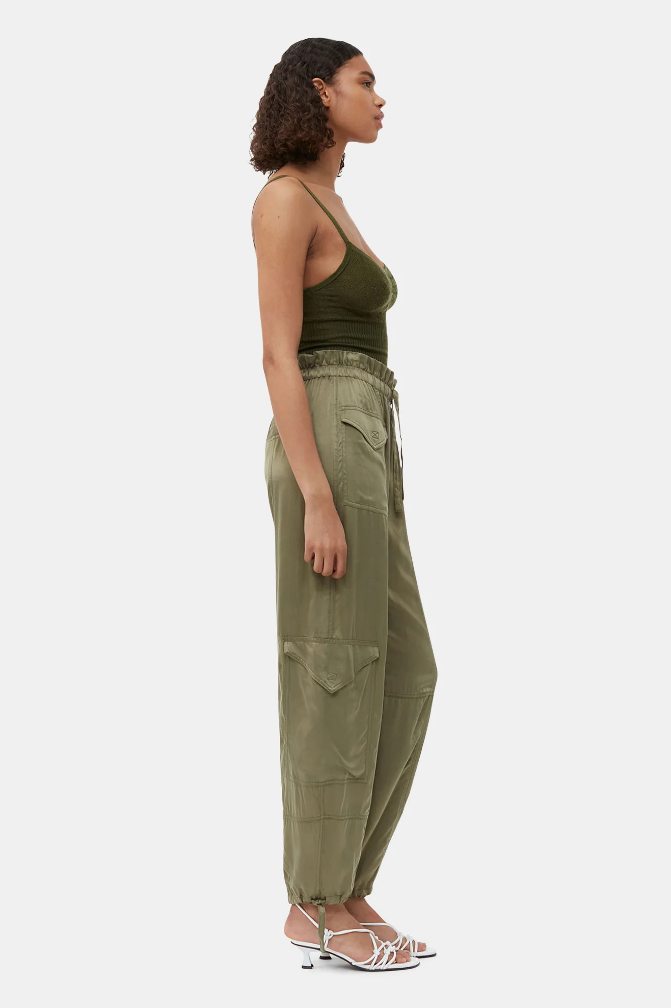 Washed Satin Trousers | Aloe - Image 7