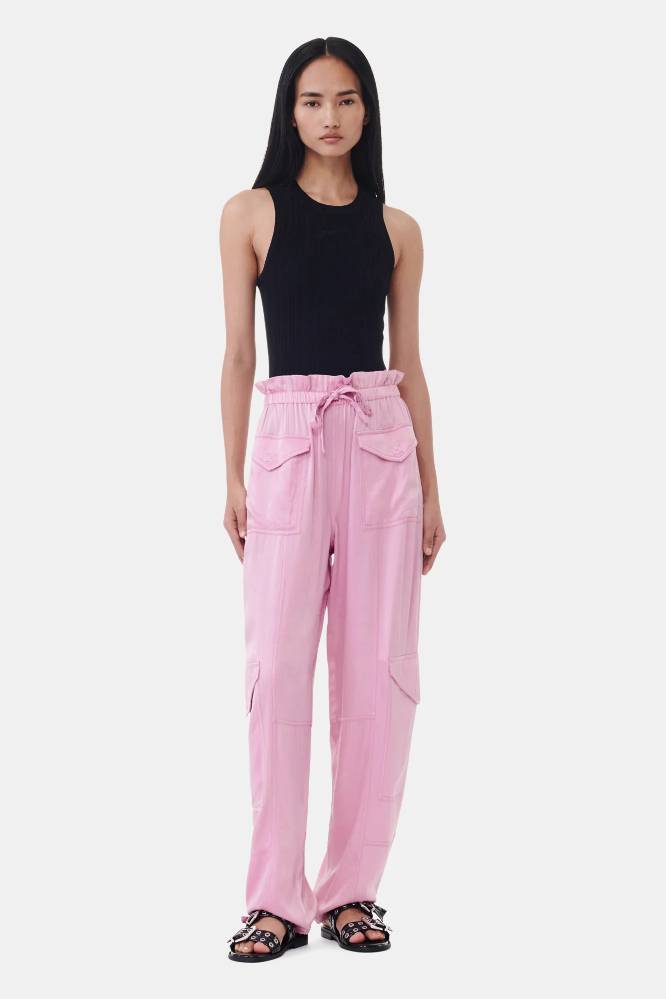 Washed Satin Trousers | Bleached Mauve - Image 3
