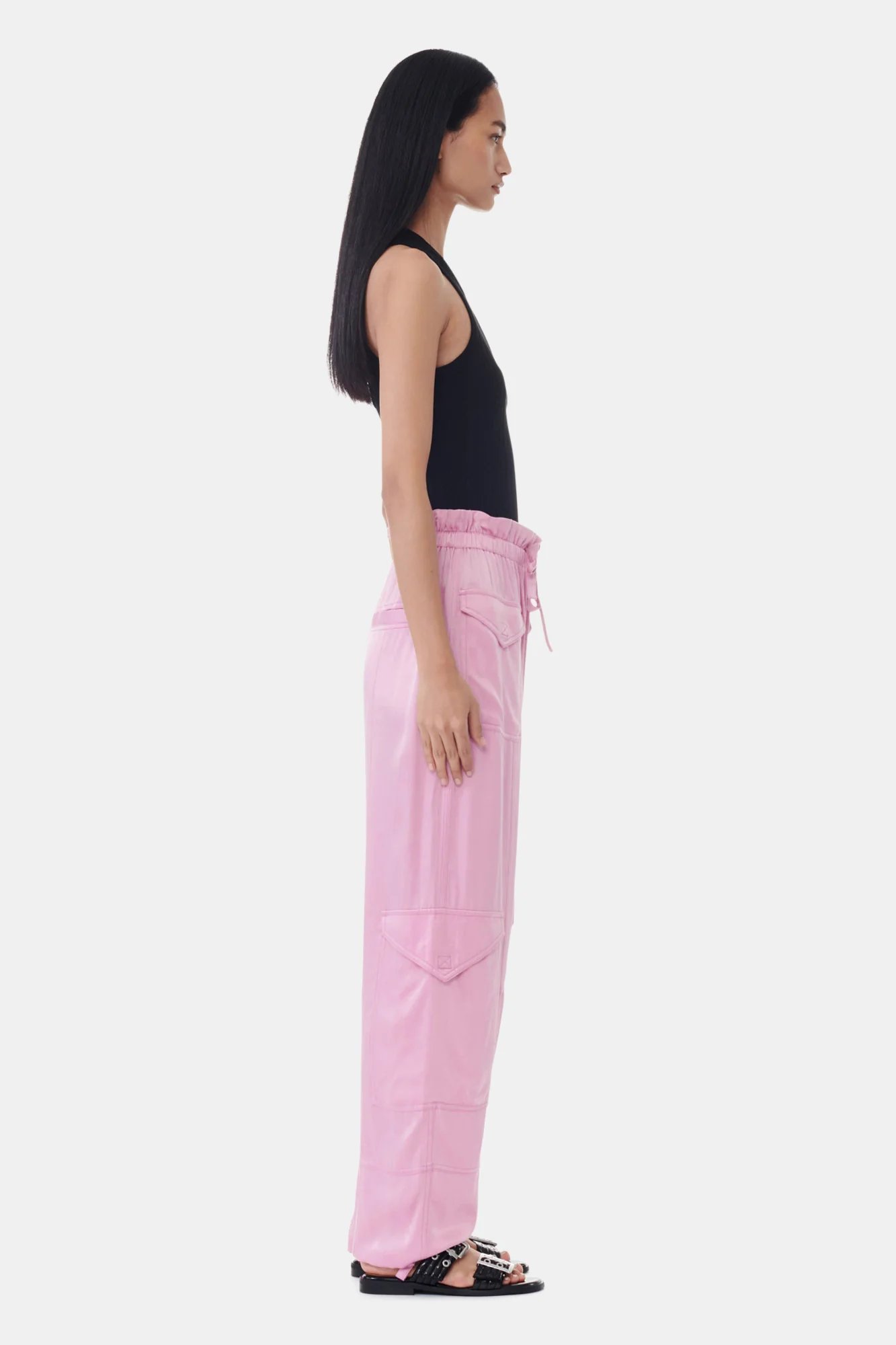 Washed Satin Trousers | Bleached Mauve - Image 4