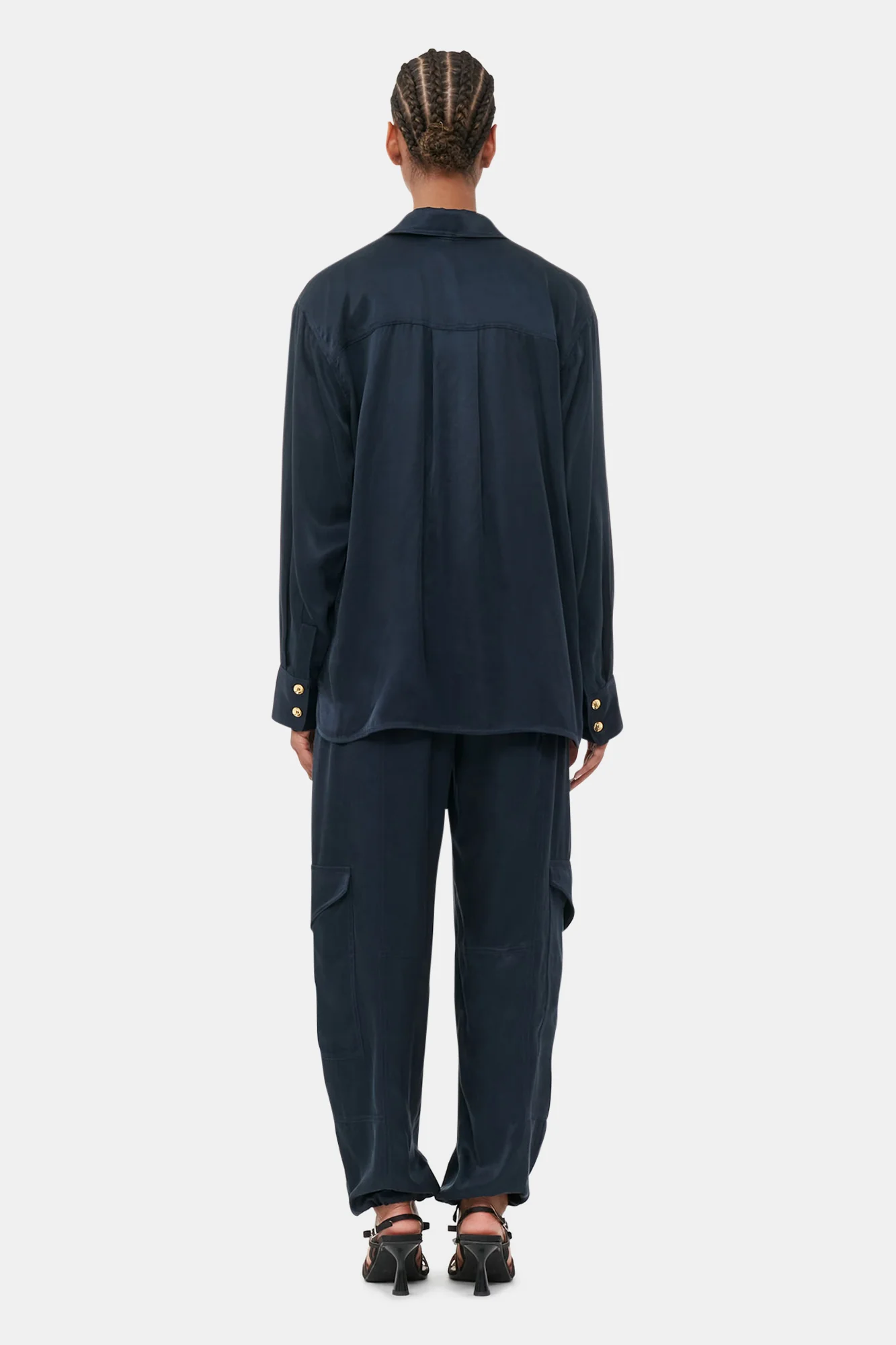 Washed Twill Satin Pants | Sky Captain - Image 5