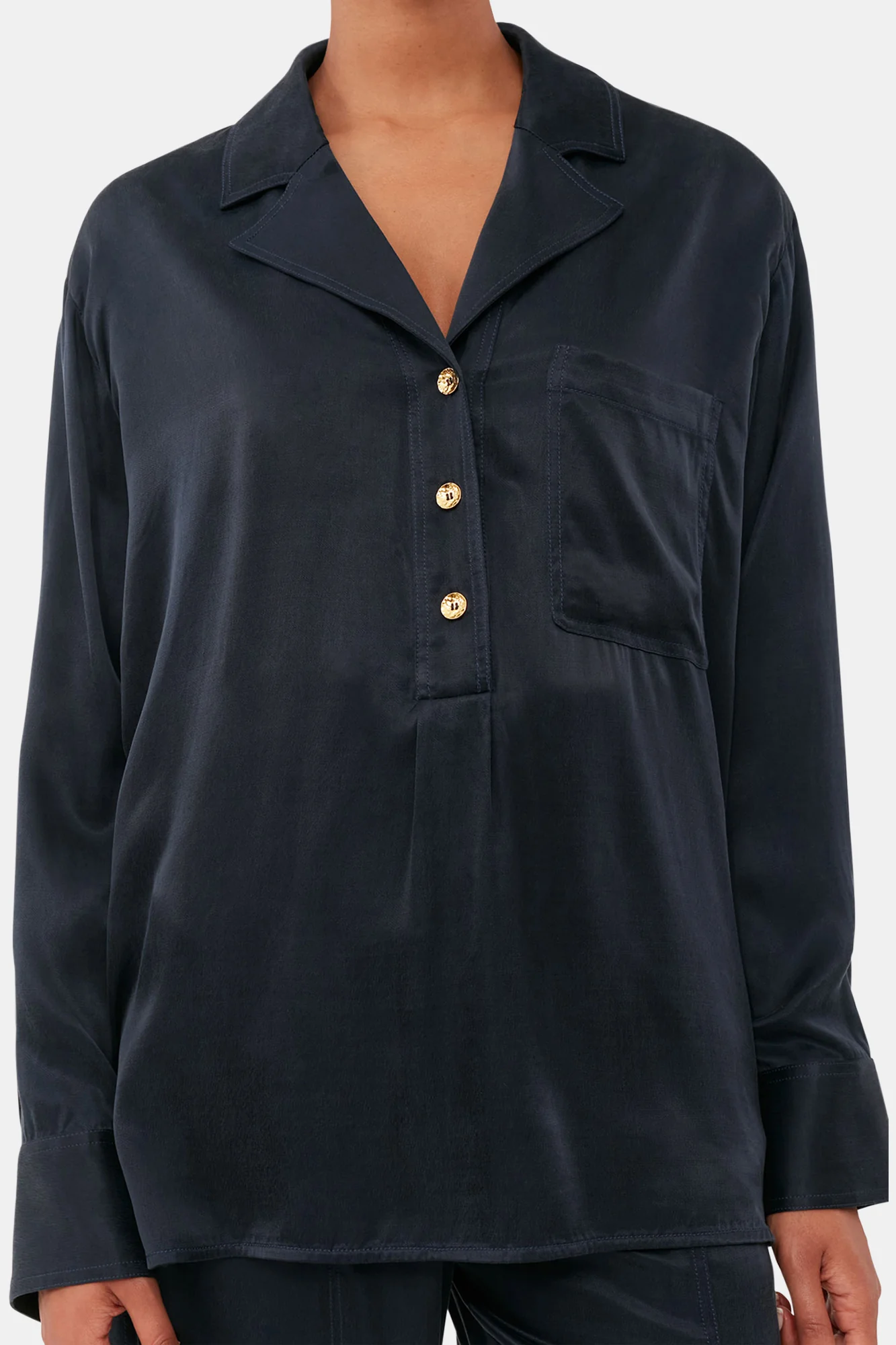 Washed Twill Satin Pants | Sky Captain - Image 6