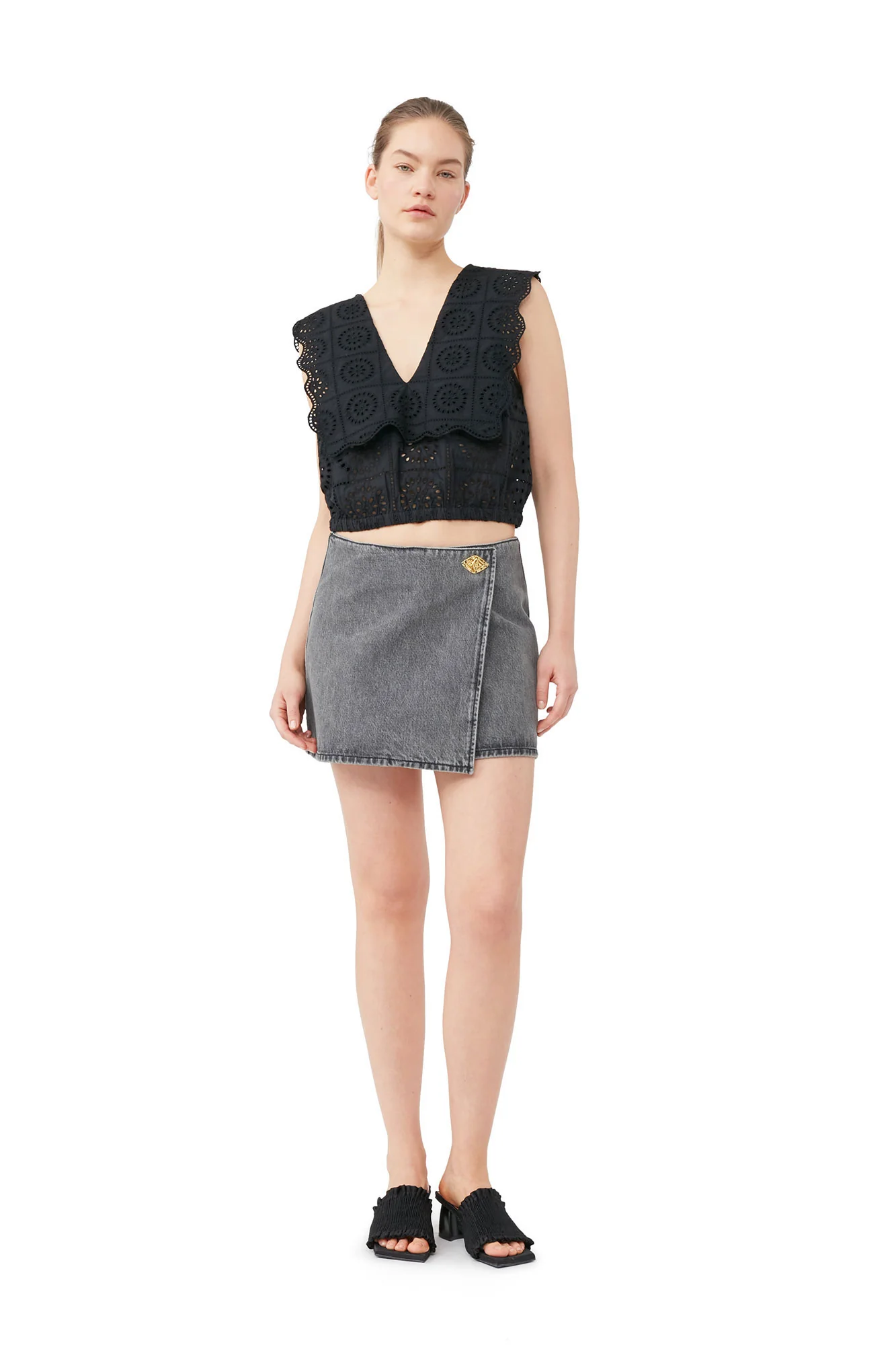 Washed Wrap Mini Skirt | Sharkskin - Image 3