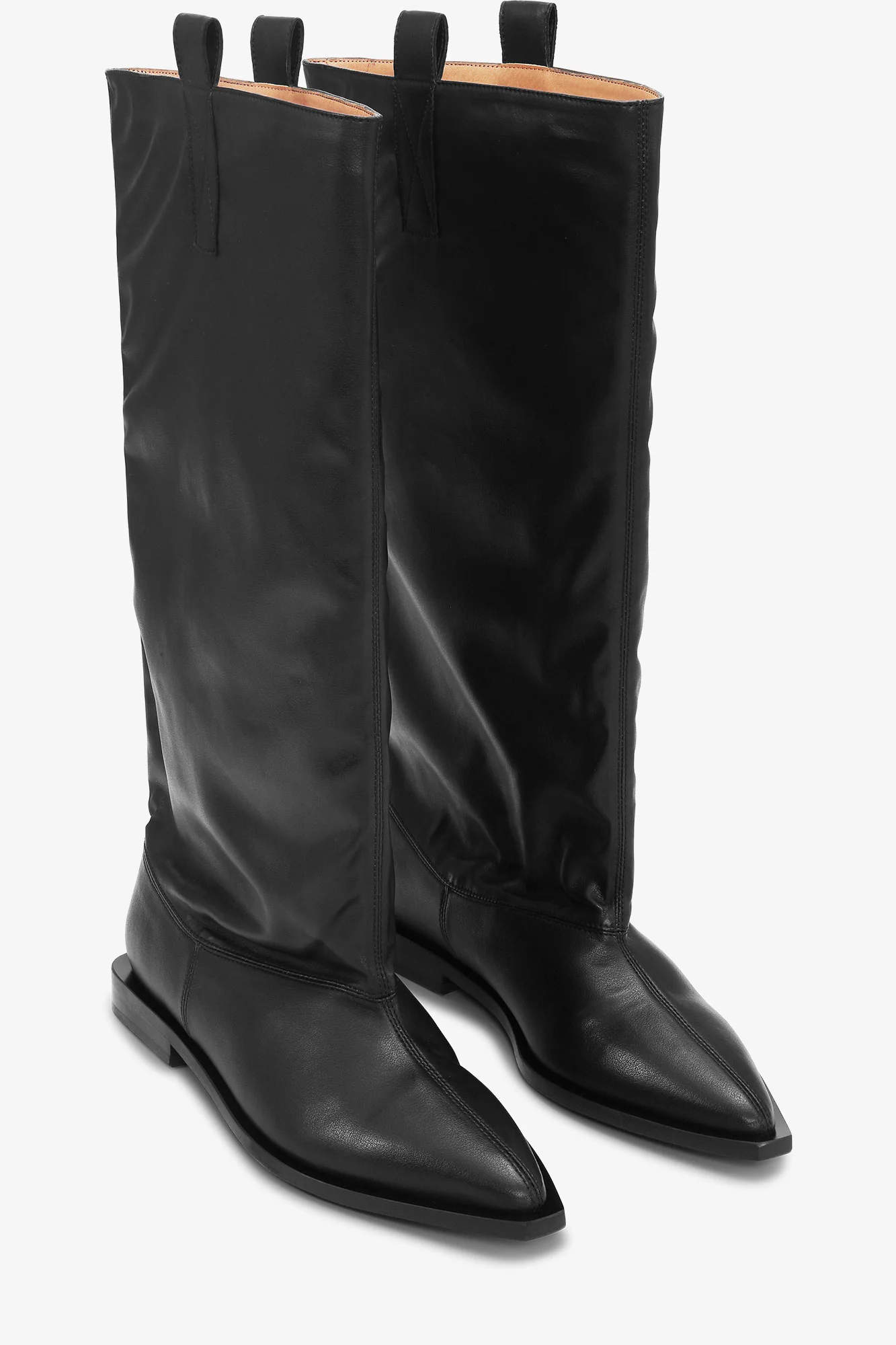 Western Loose Flat Boots | Black - Image 2