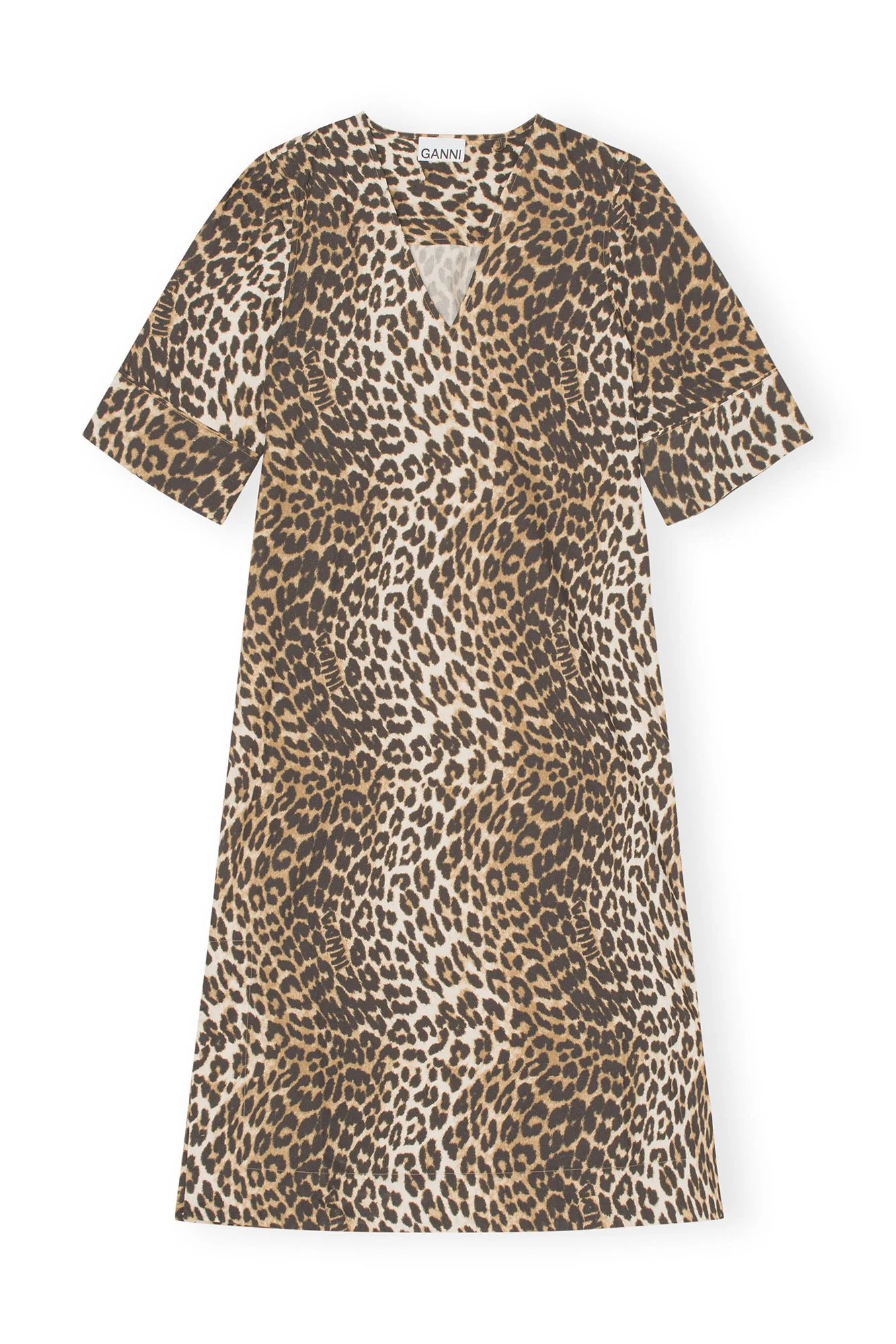 Wide Midi Dress | Big Leopard Almond Milk