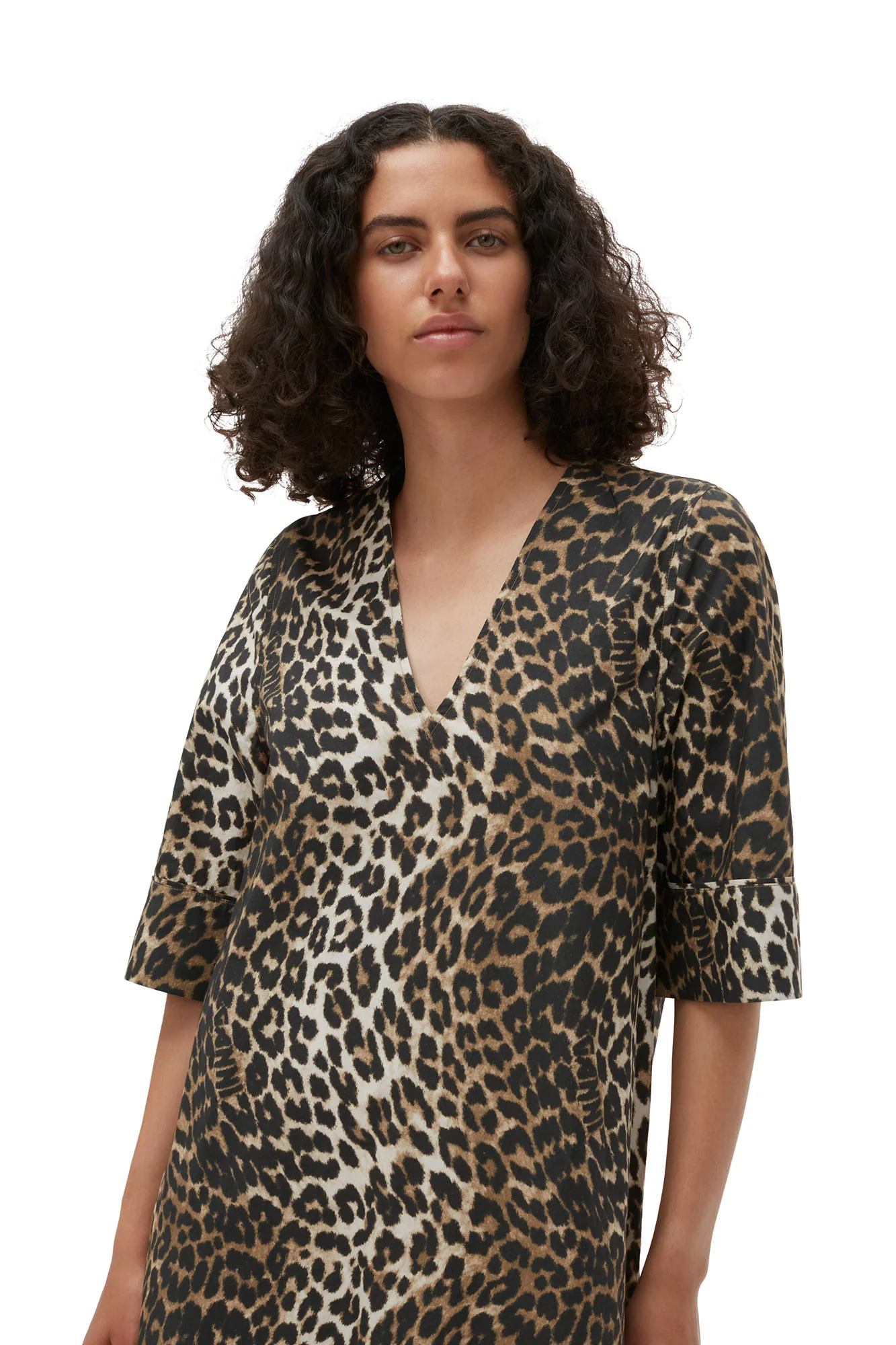 Wide Midi Dress | Big Leopard Almond Milk - Image 5