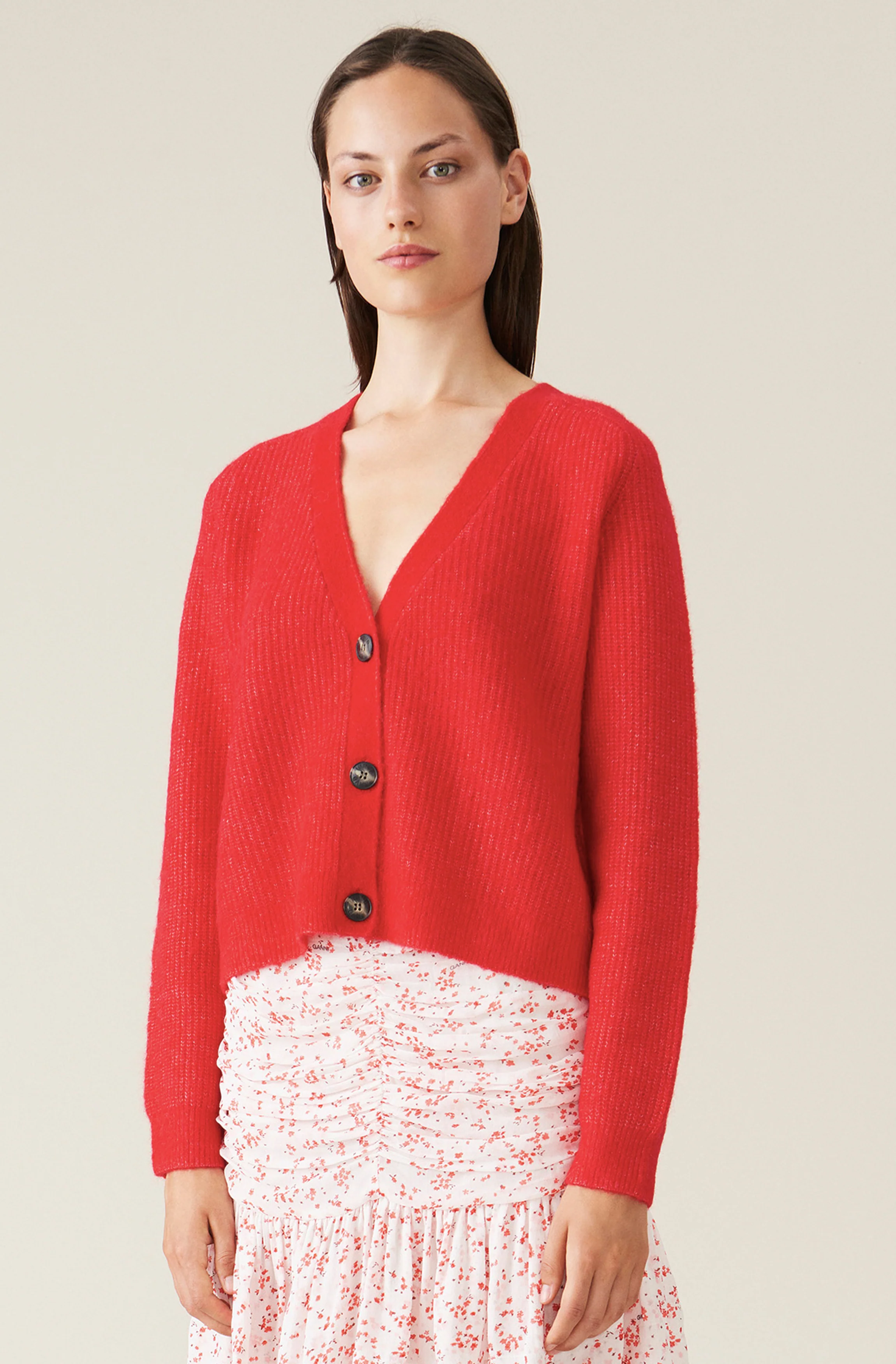 Wool-Alpaca Cardigan | Flame Scarlet - Image 2