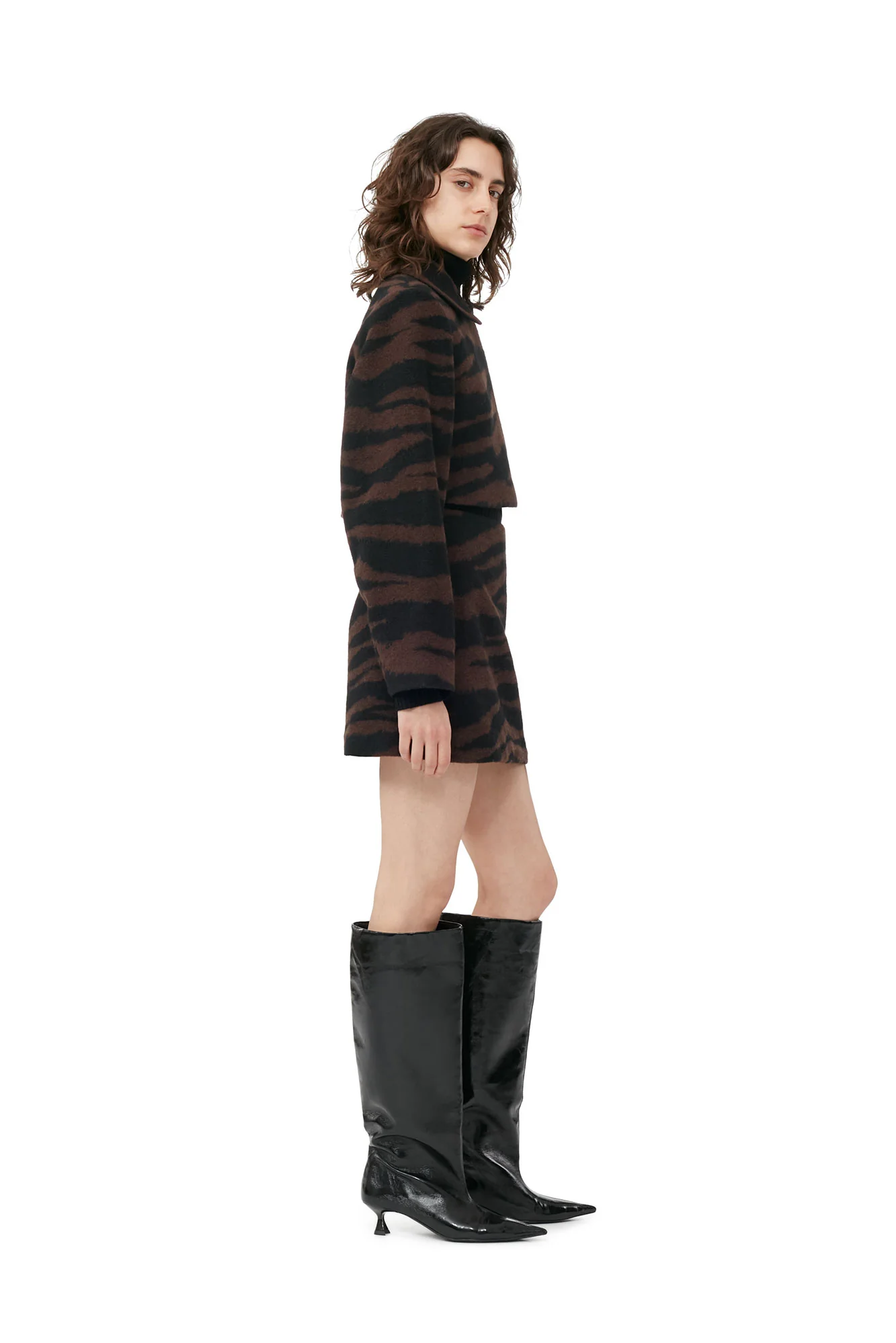 Wool Jacquard Mini Skirt | Black - Image 4