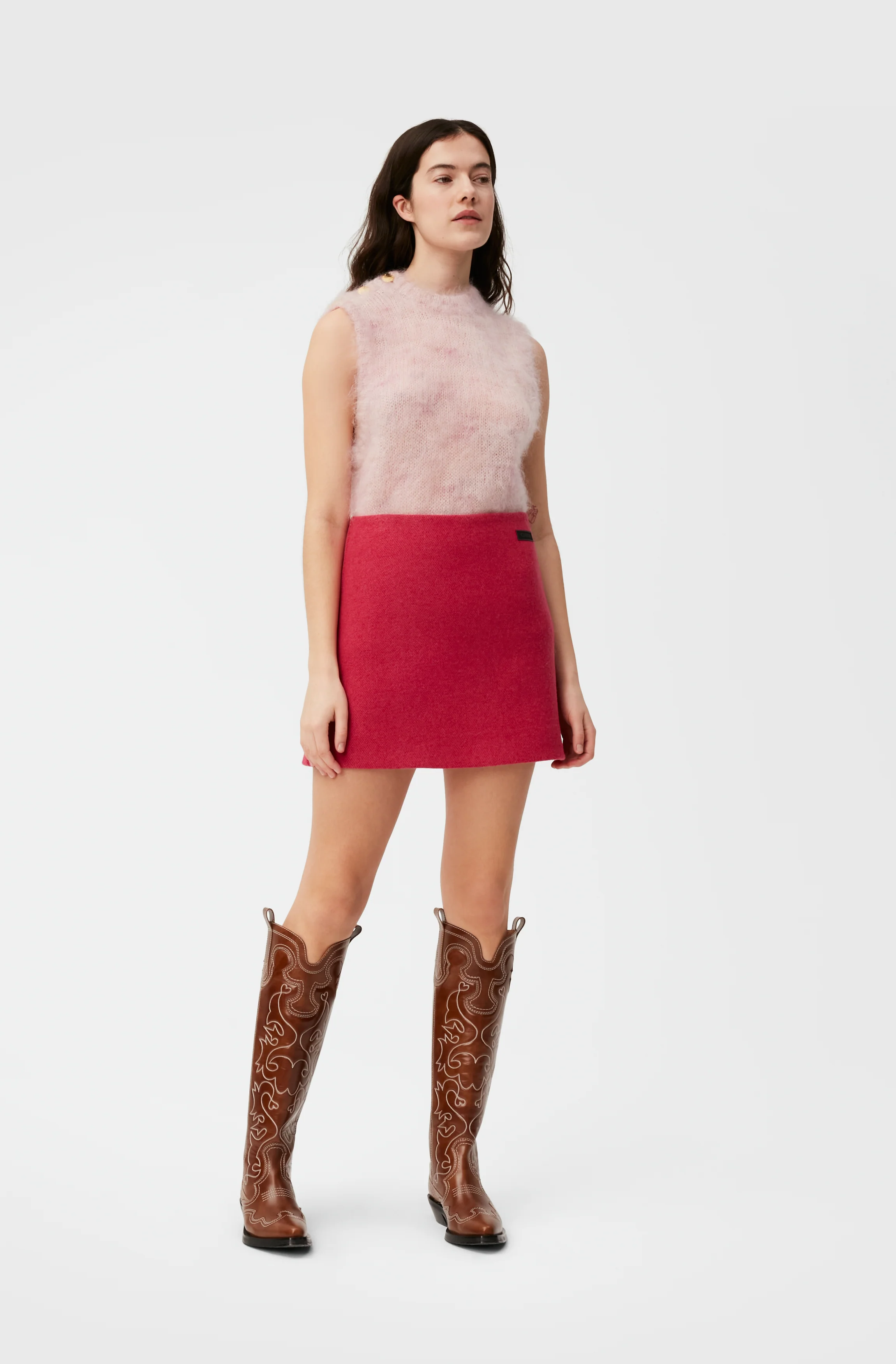 Wool Mini Skirt | Fiery Red - Image 3
