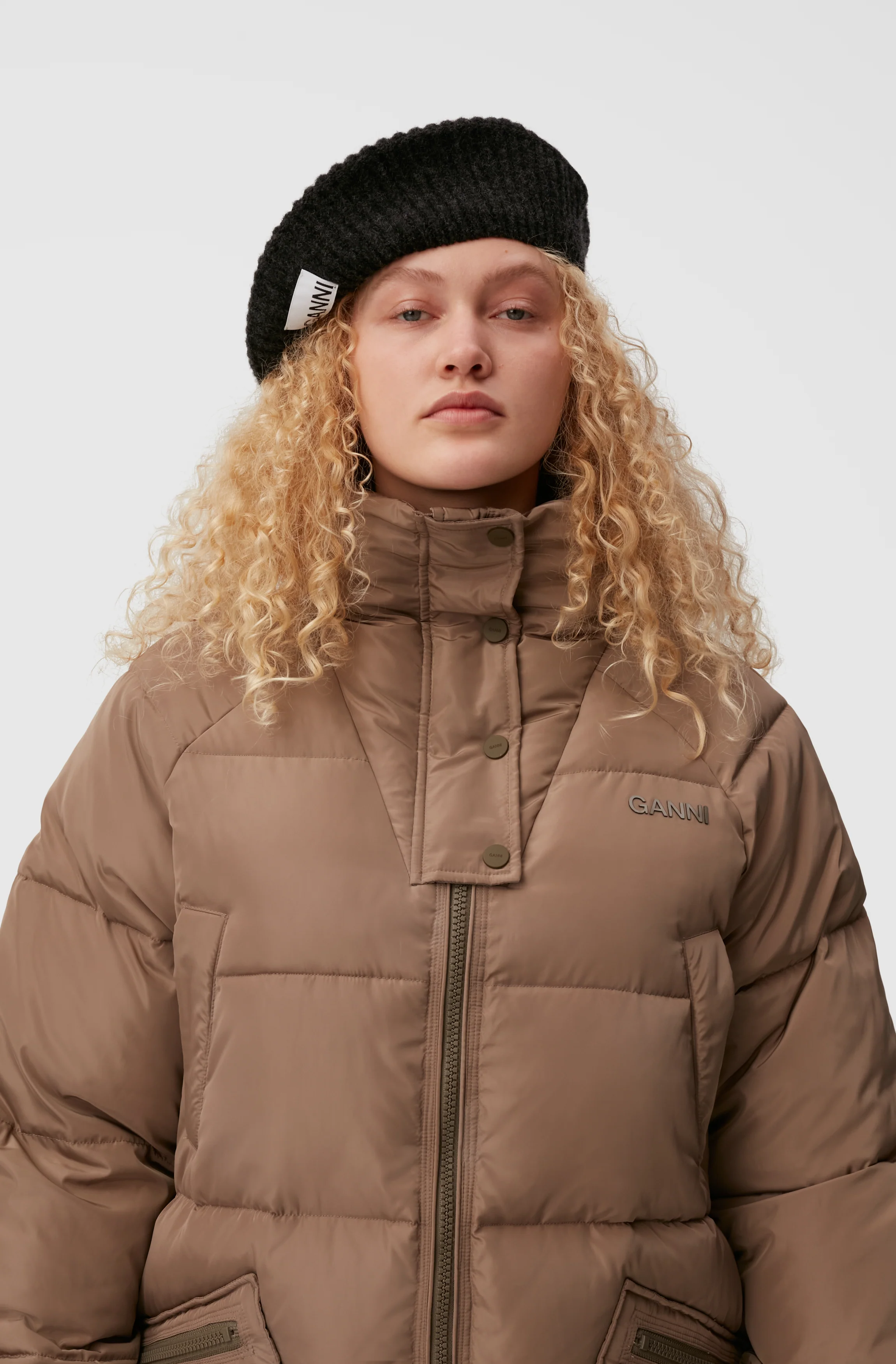 Wool Rib Knit Beret | Black - Image 3