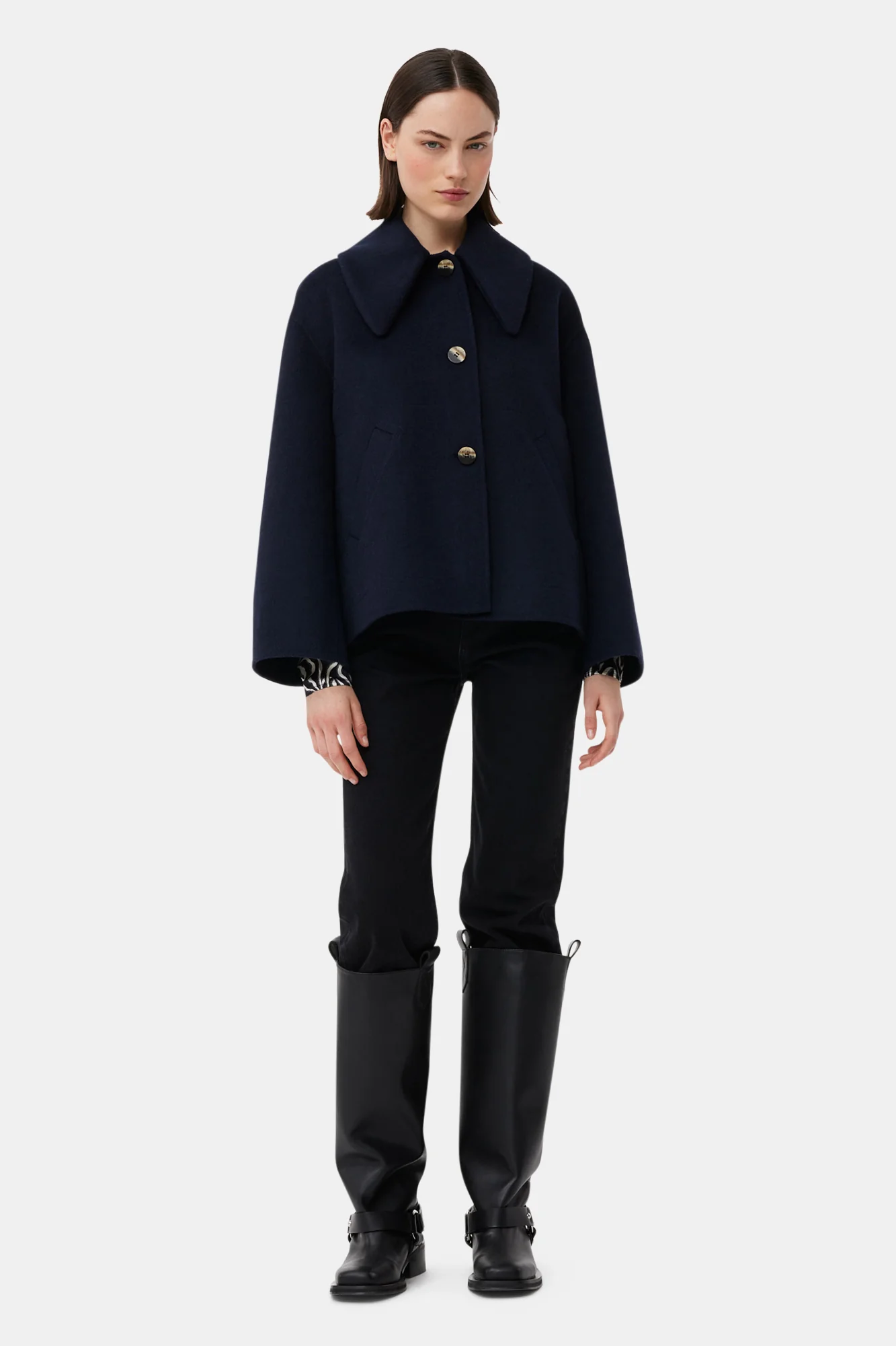 Wool Wide Collar Jacket | Sky Captain - Image 4